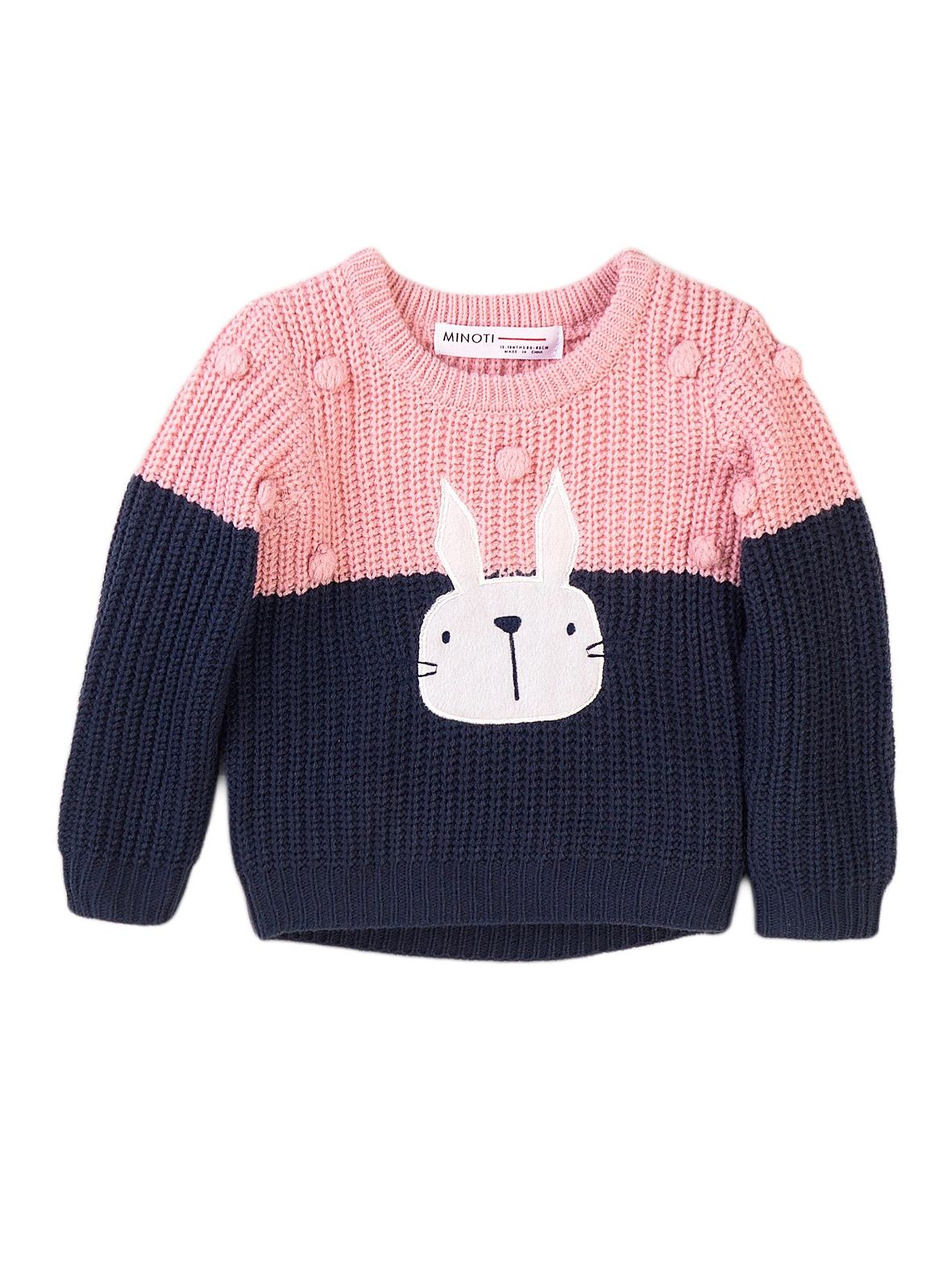 Sweter dziewczęcy akrylowy z króliczkiem