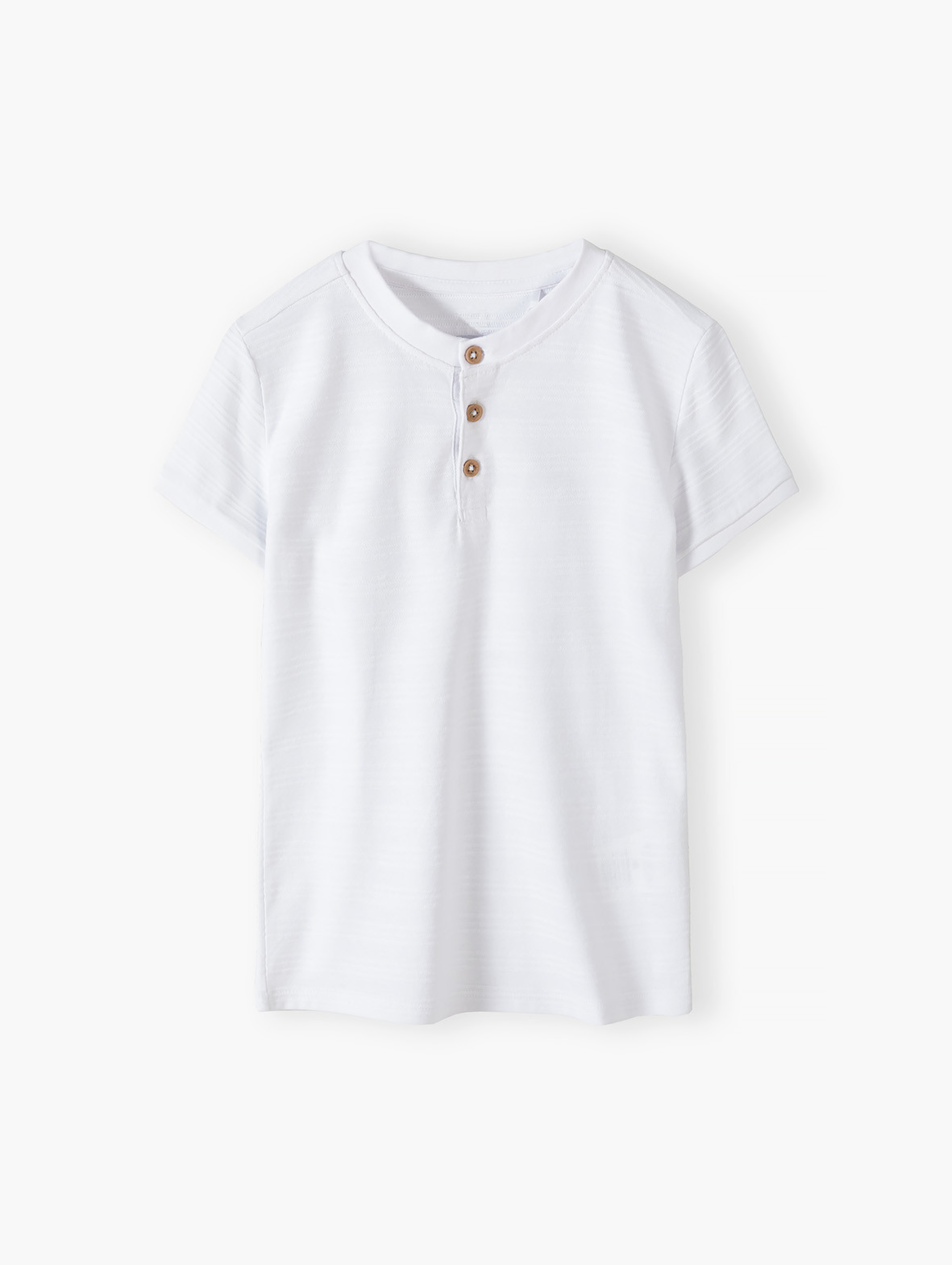 Biała bluzka bawełniana ze stójką dla chłopca