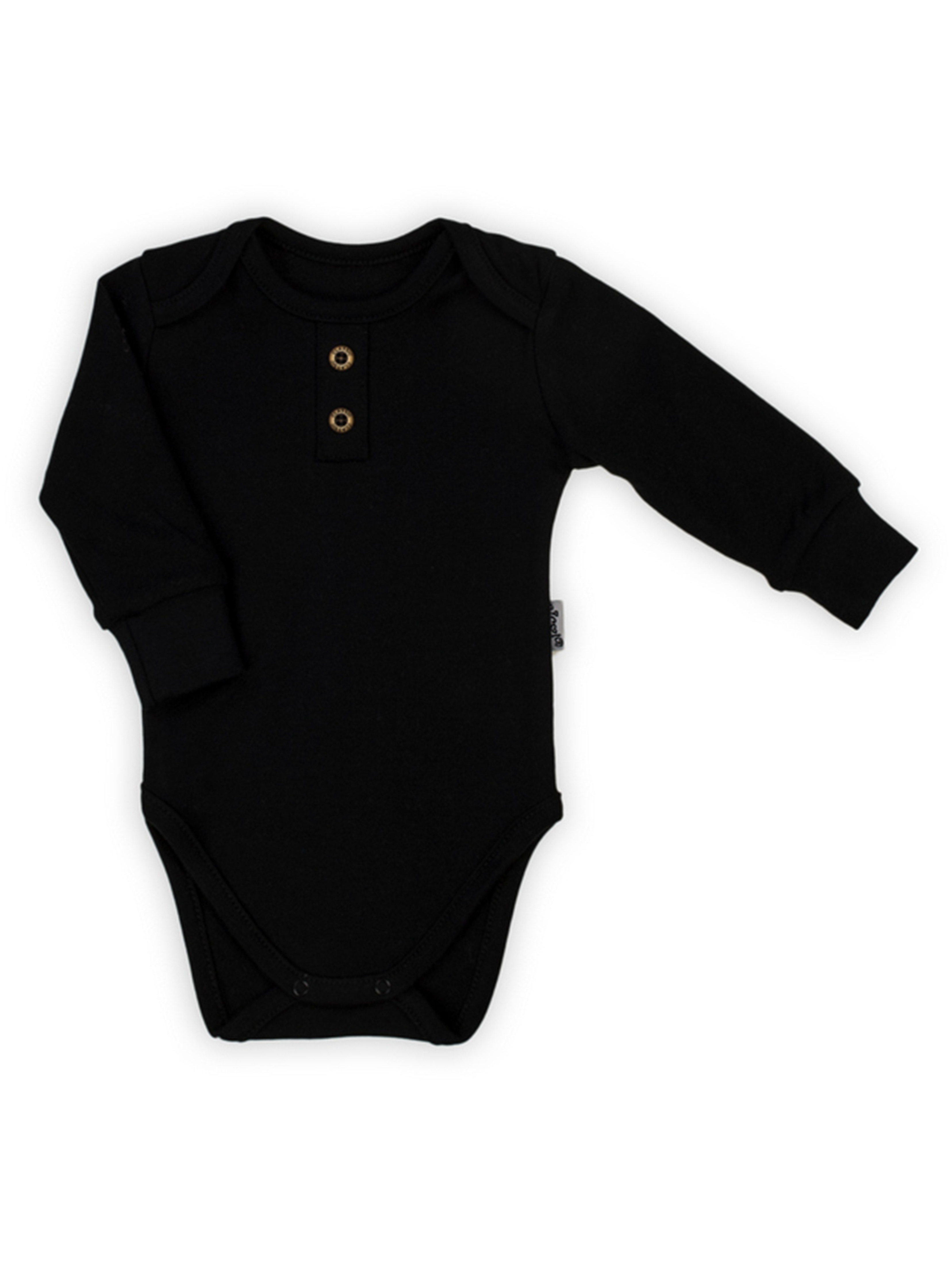 Body polo bawełniane niemowlęce z długim rękawem czarne