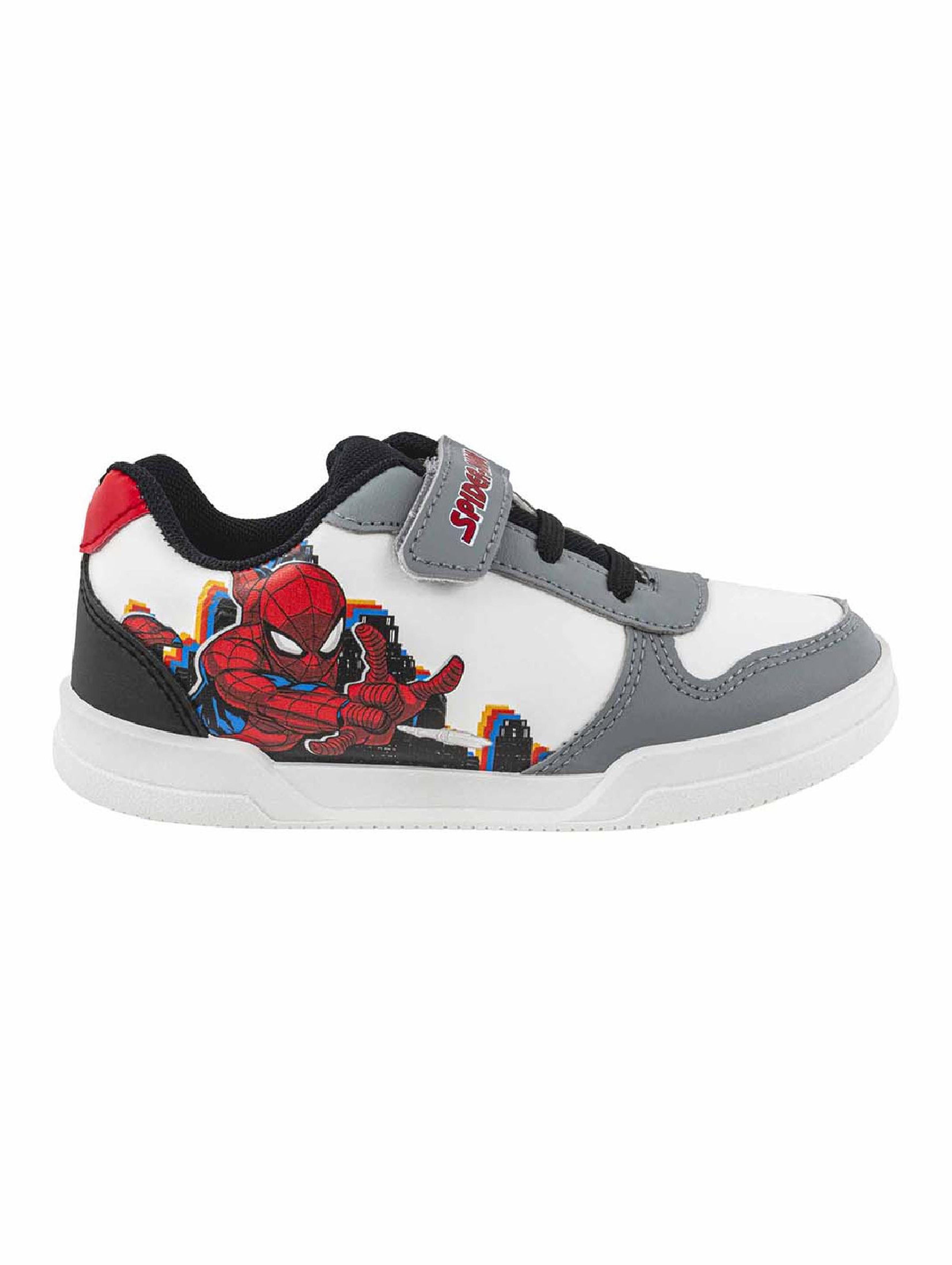 Buty chłopięce na rzep Spiderman szaro-białe