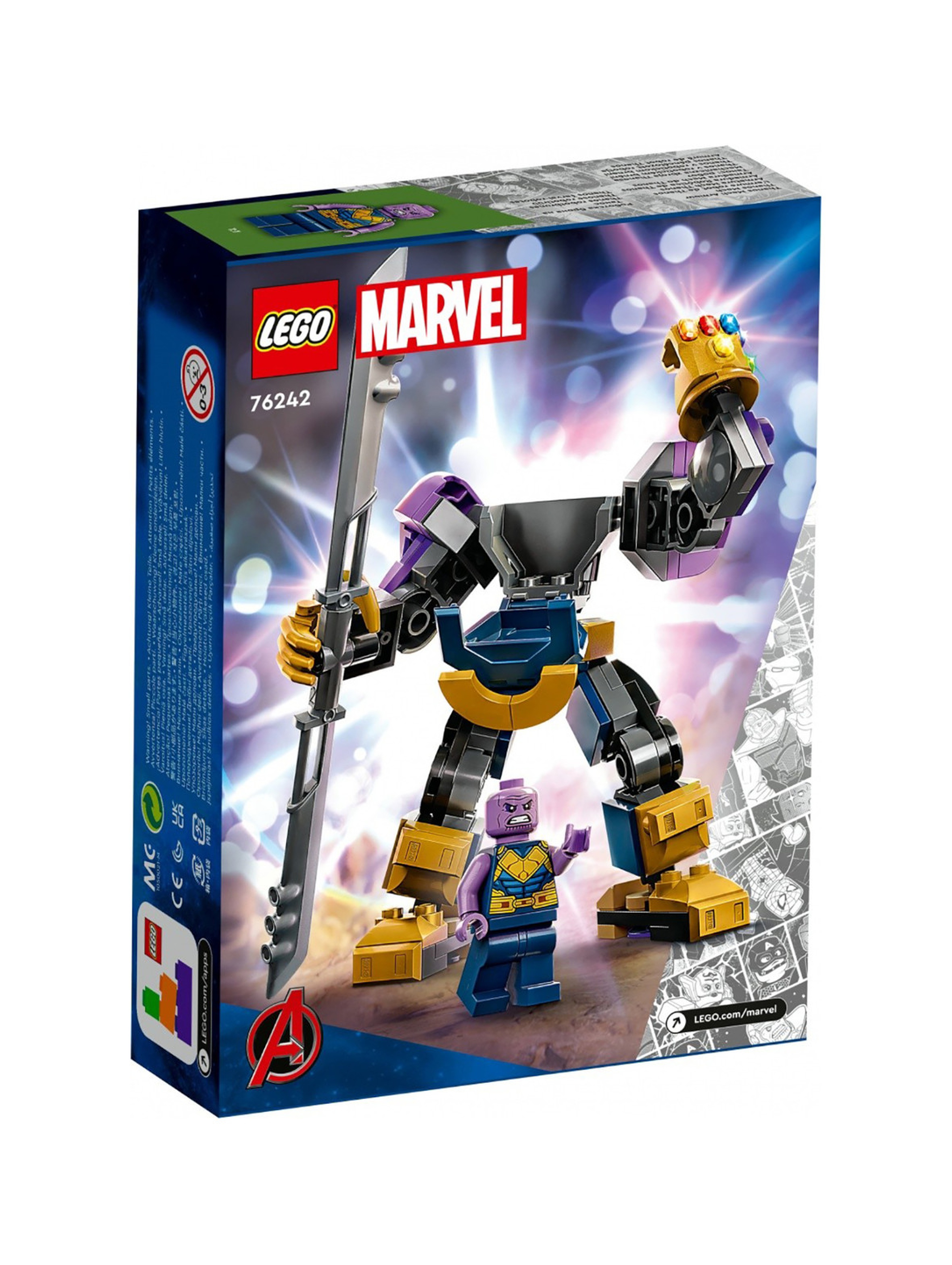 Klocki LEGO Super Heroes 76242 Mechaniczna zbroja Thanosa - 113 elementów, wiek 6 +