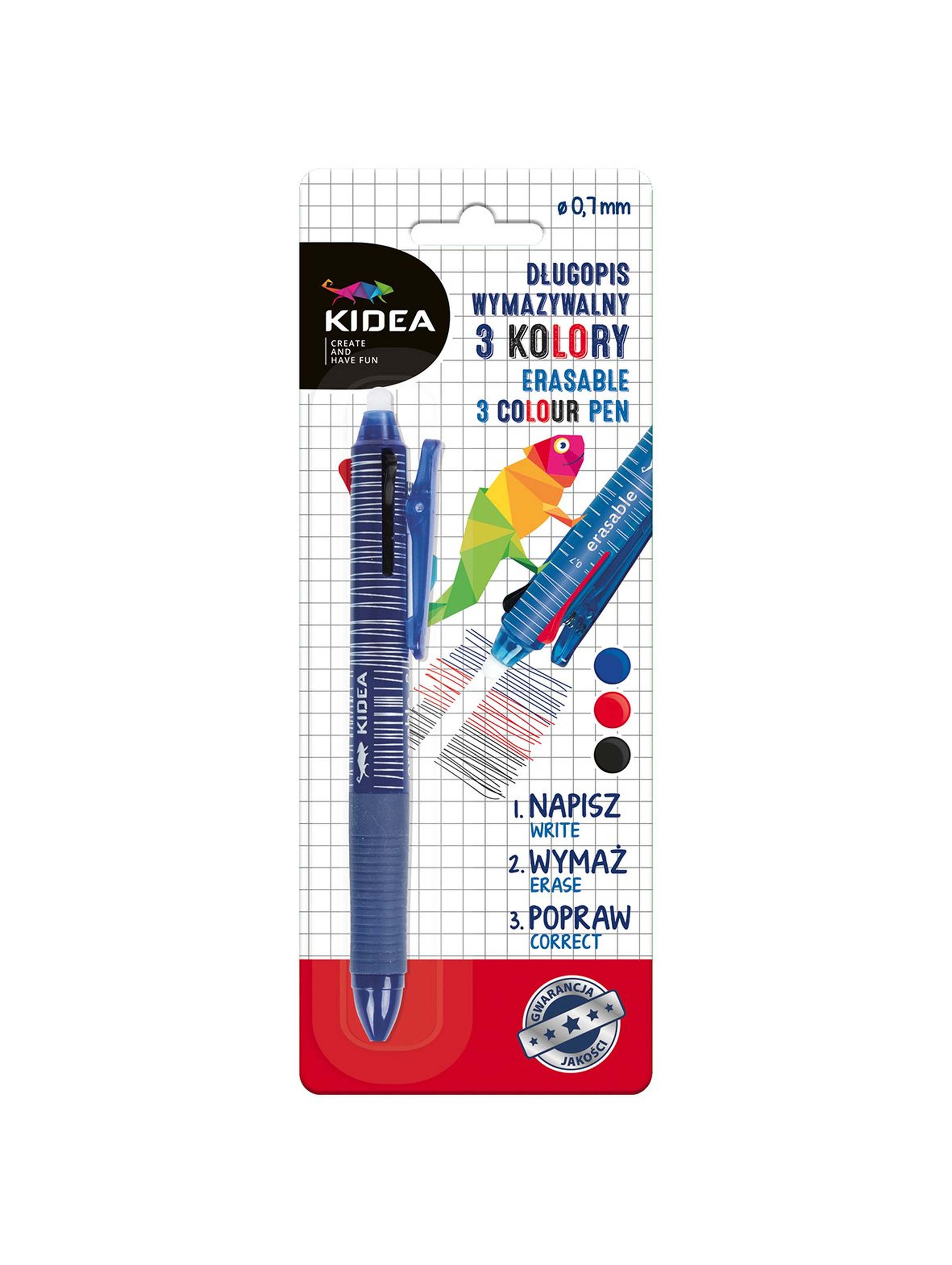 Długopis wymazywalny Kidea 3 kolory