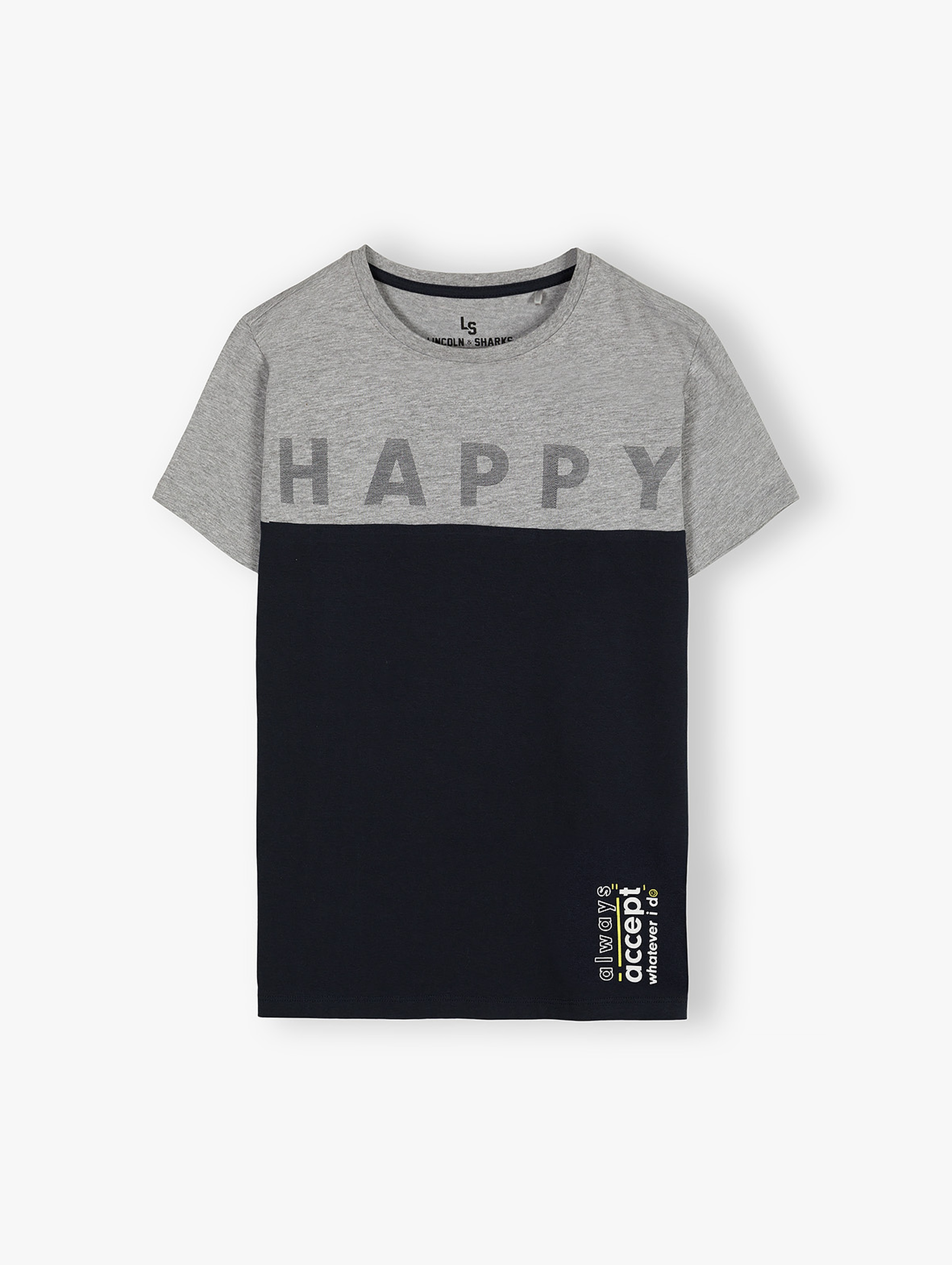 T-shirt dla chłopca dzianinowy szary Happy