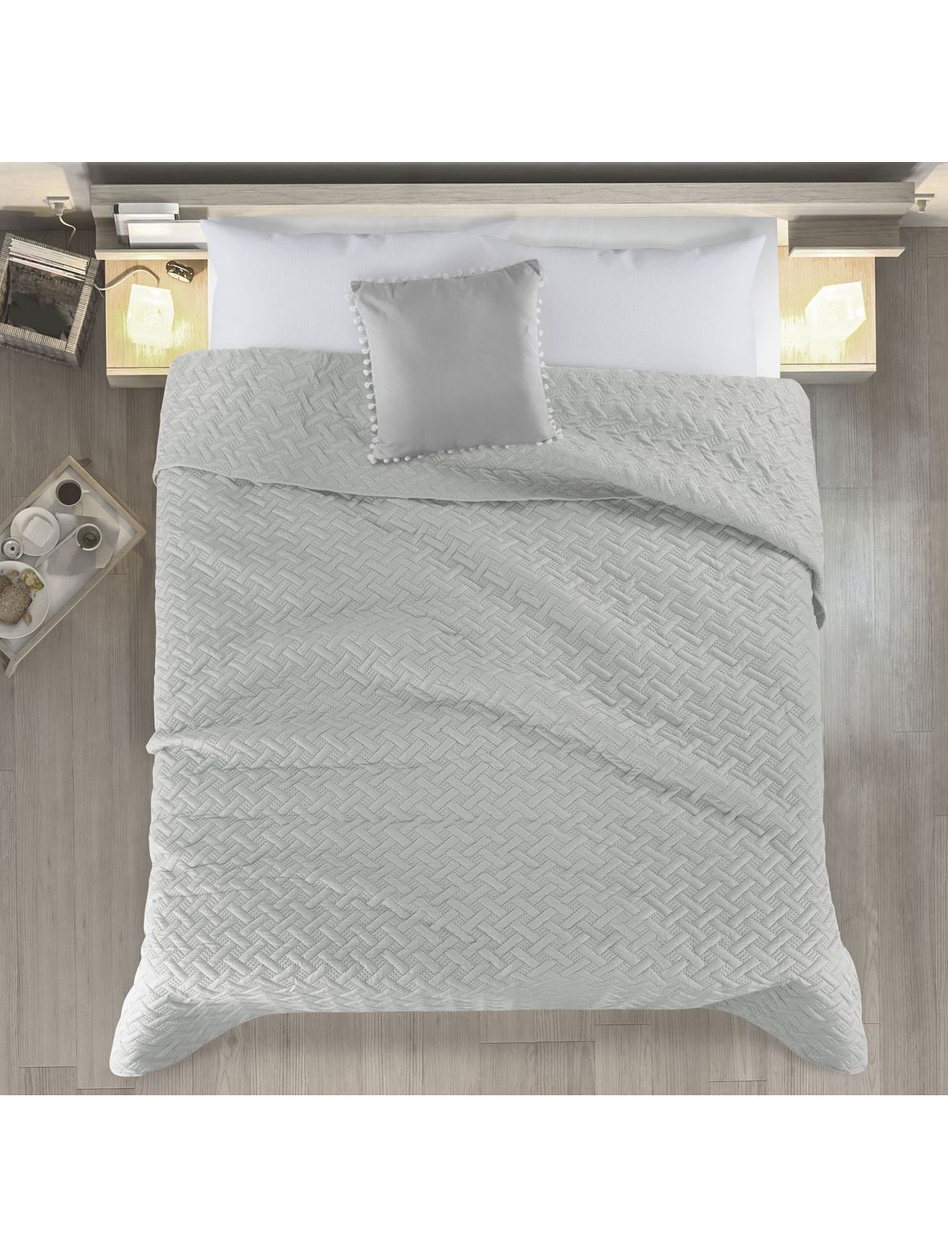 Narzuta pikowana na łóżko - popielata - 170 x 210 cm