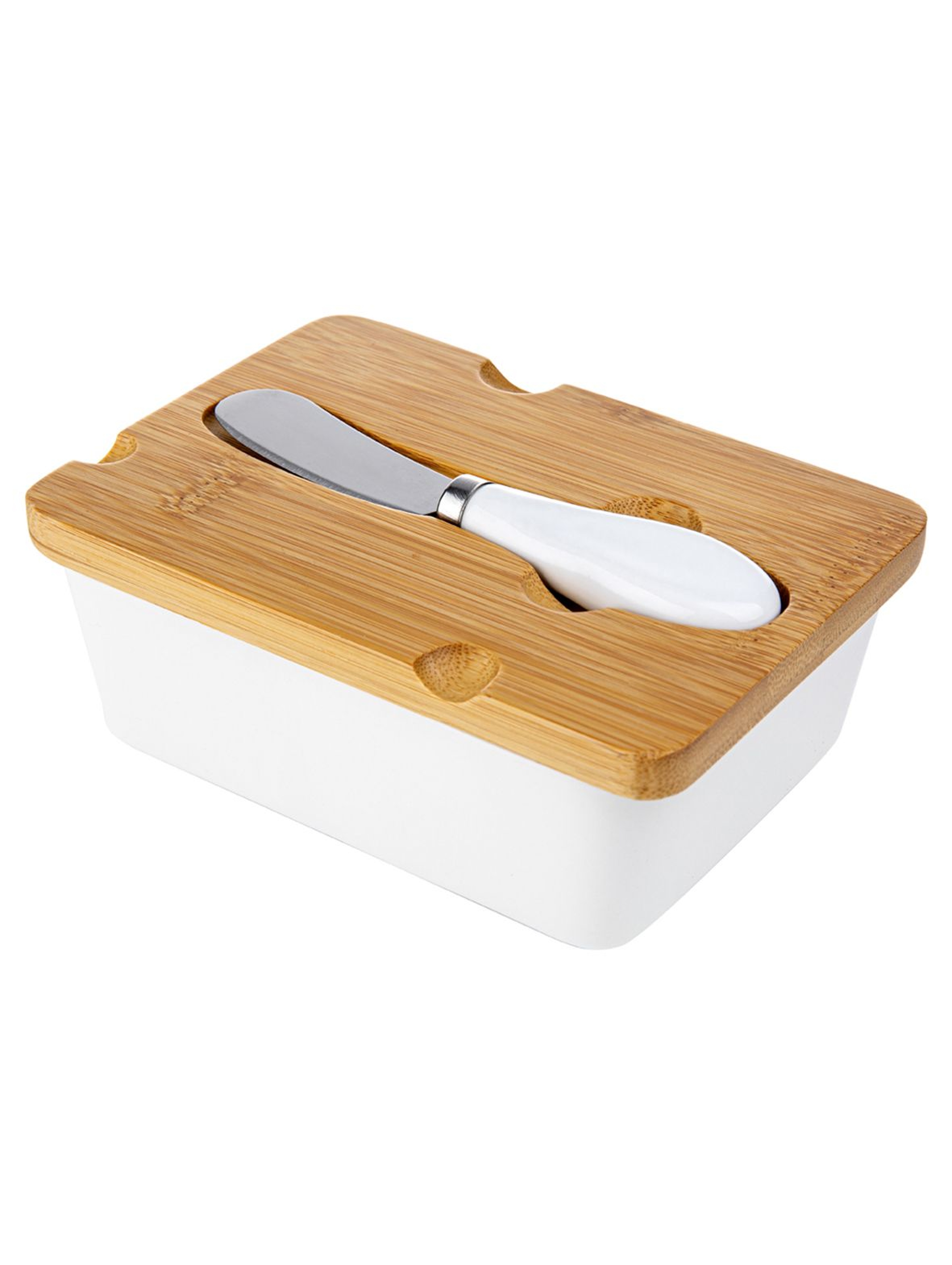 Maselnica z pokrywką i nożykiem Adria w kolorze białym 15,5x11 cm