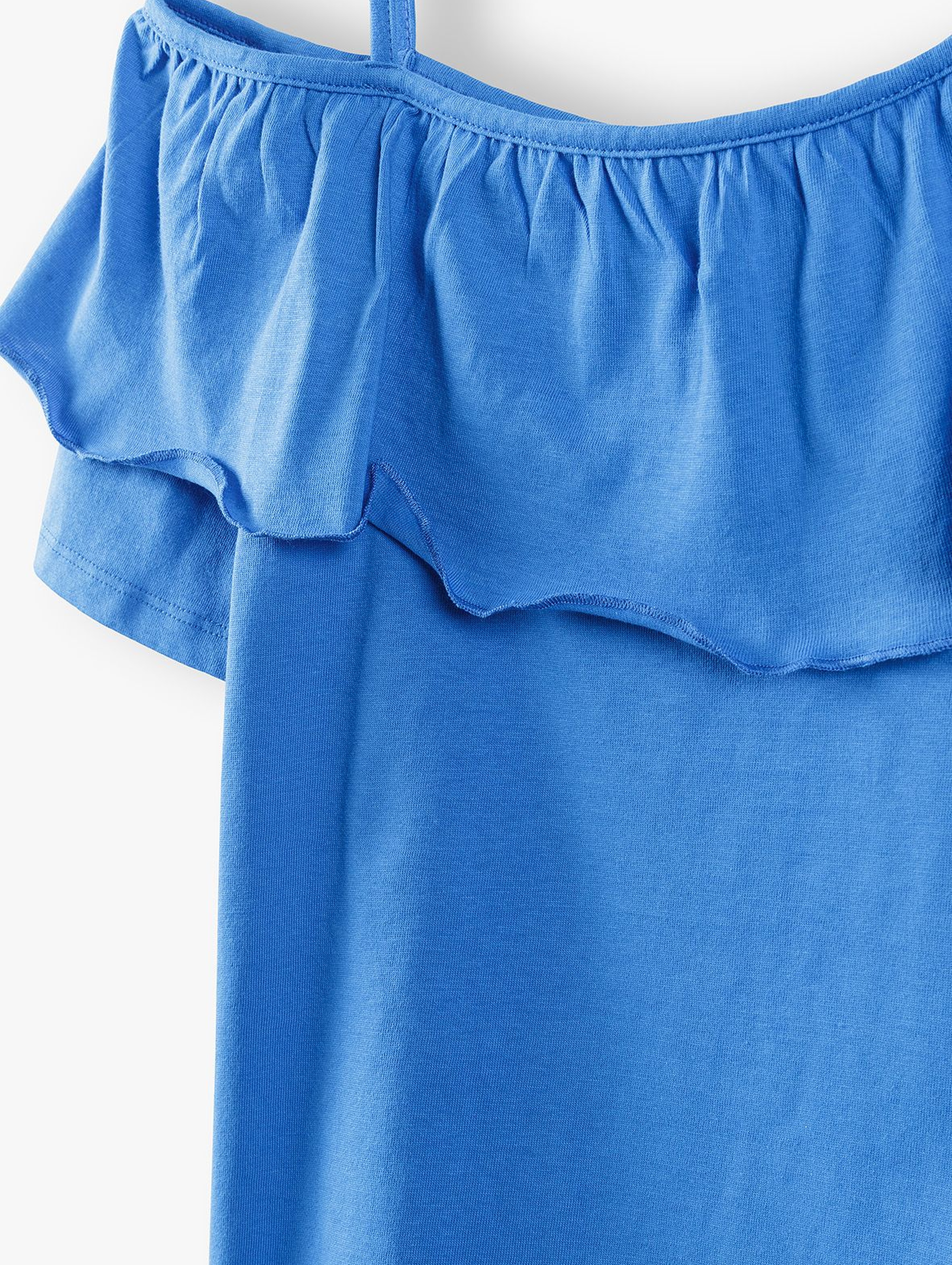 T- shirt dziewczęcy na ramiączka z falbankami - niebieskia