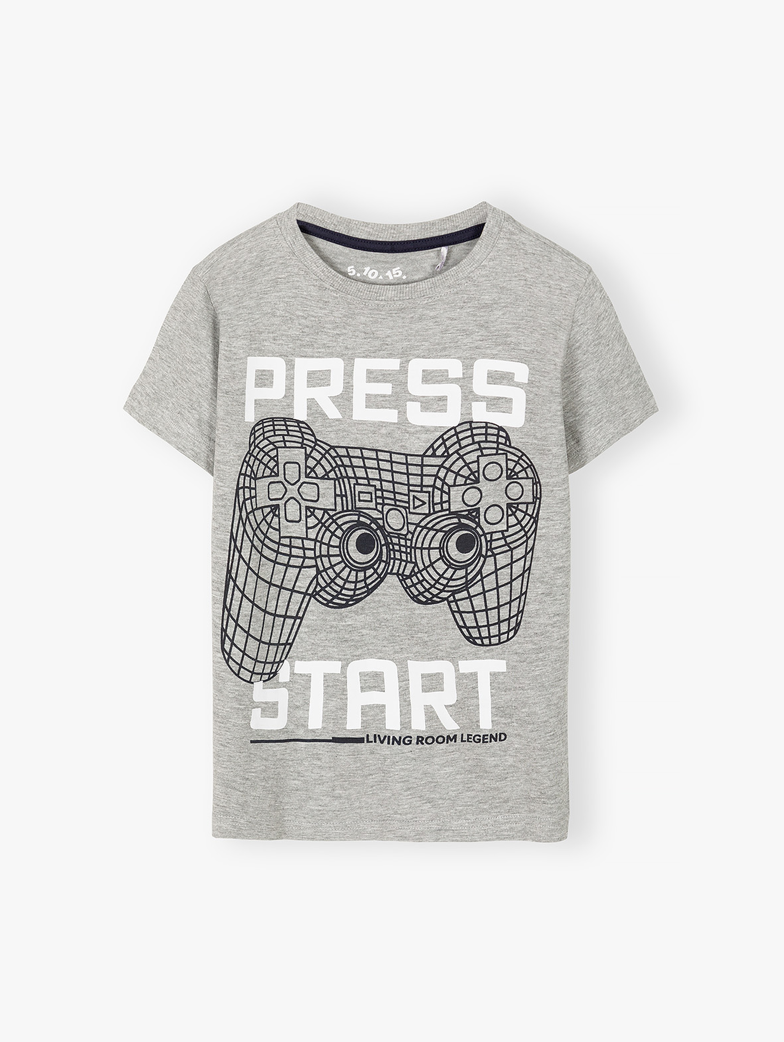 Szary t-shirt dla chłopca dzianinowy Press Start
