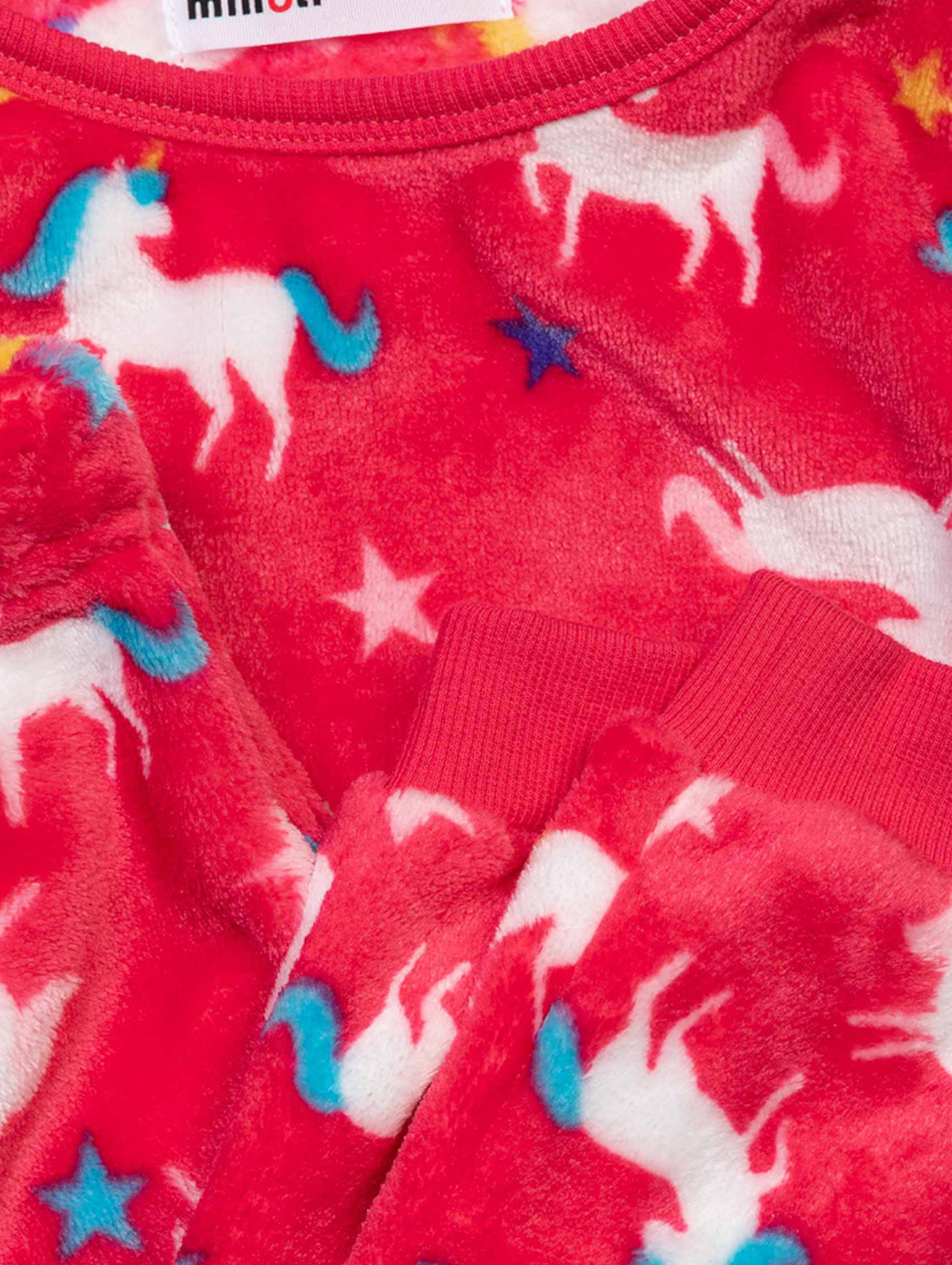 Piżama niemowlęca z długim rękawem czerwona w jednorożce