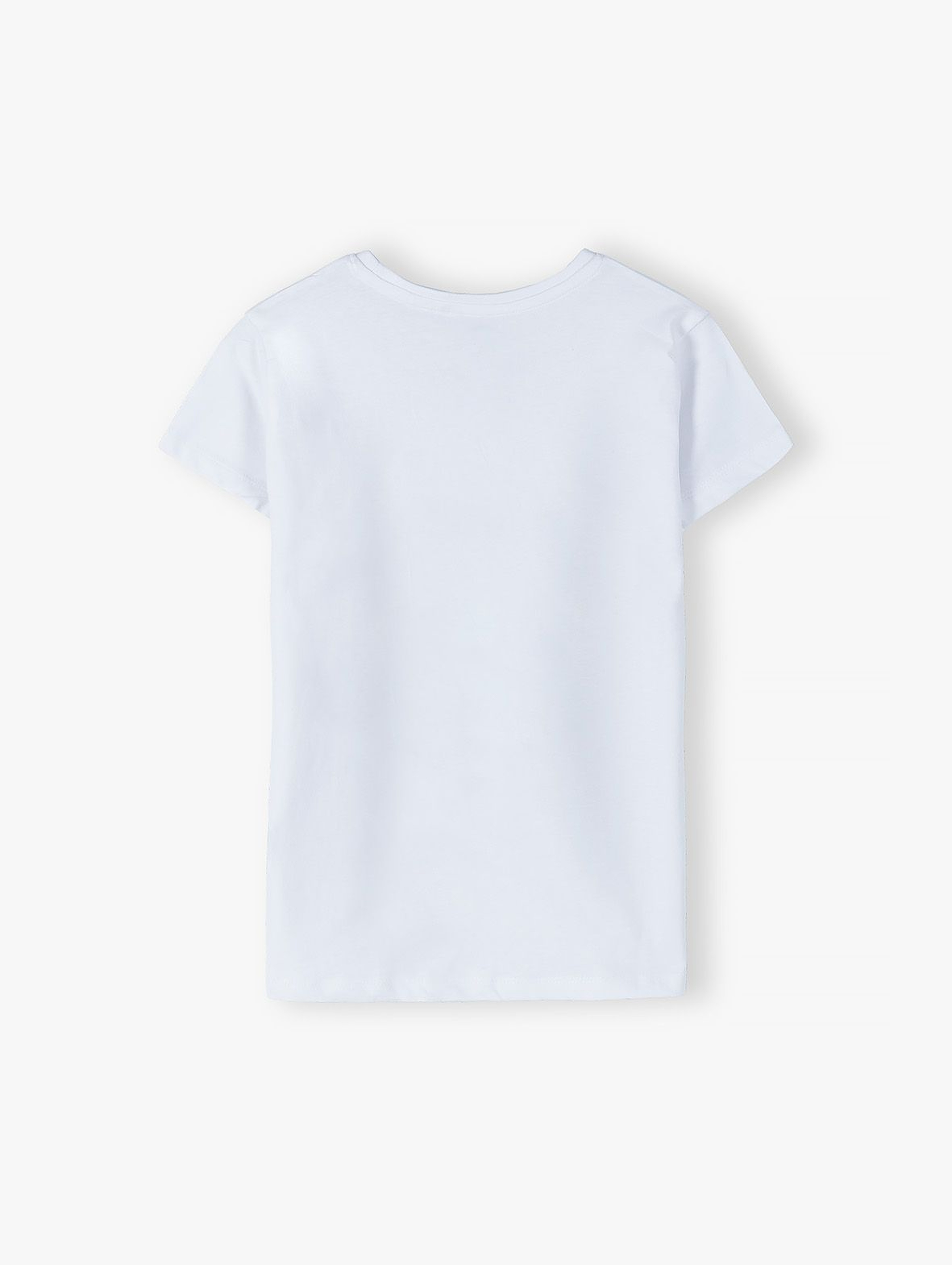 Bawełniany biały T- shirt damski z kotem- ubrania dla całej rodziny
