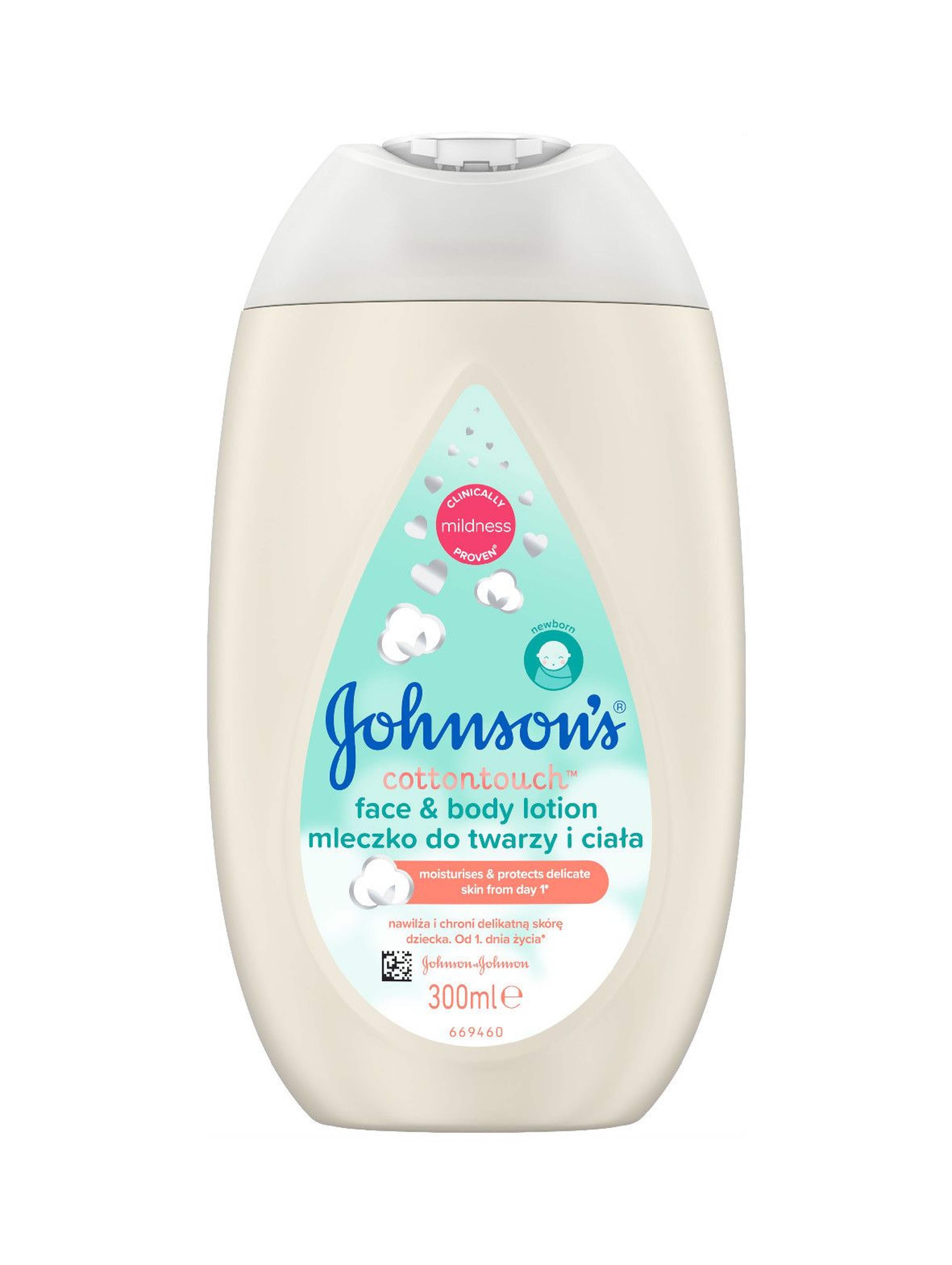 Johnson's Cotton Touch mleczko do twarzy i ciała dla dzieci - 300 ml