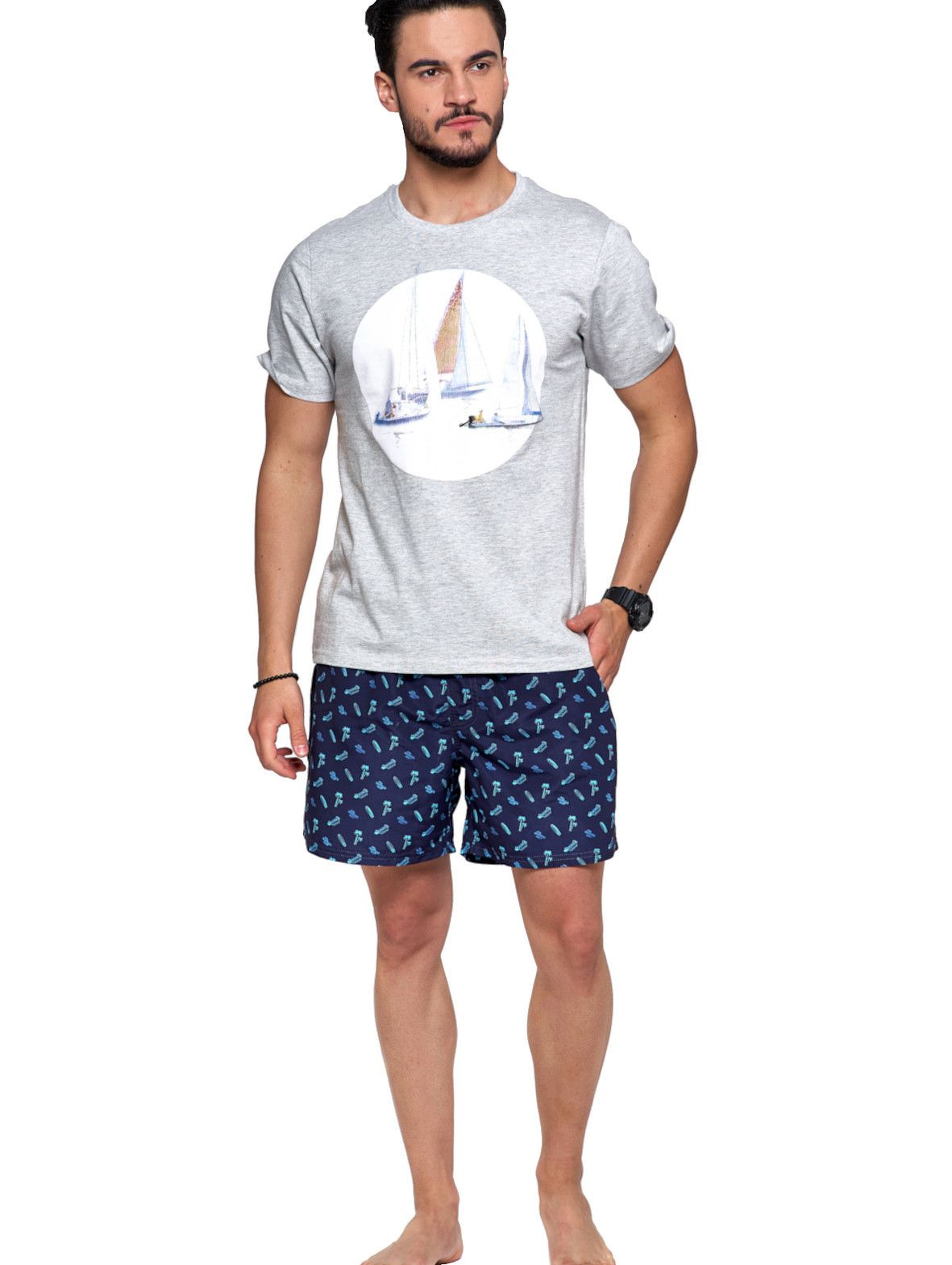 T-shirt bawełniany męski w marynarskim klimacie