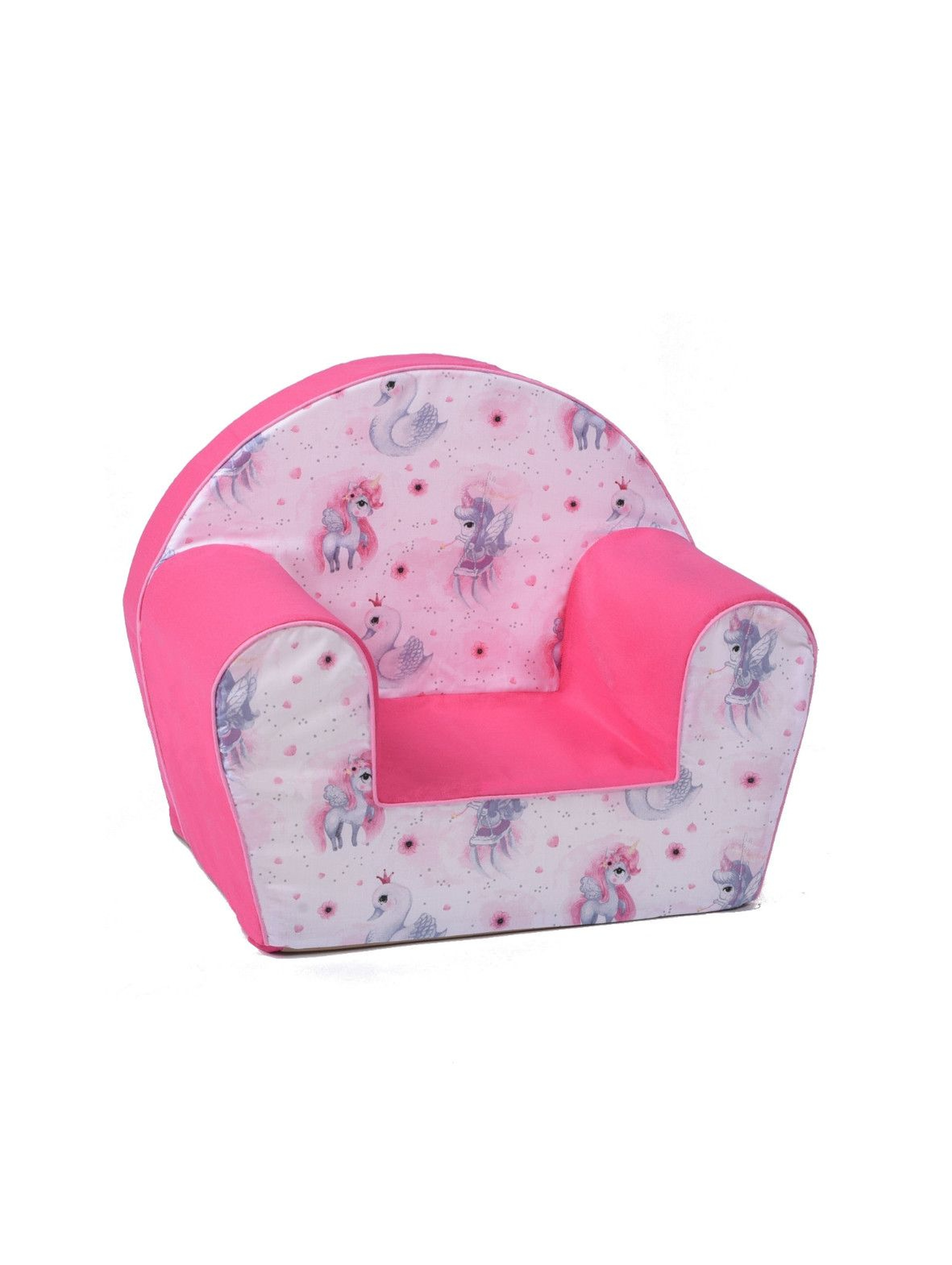 Różowy fotelik w jednorożce