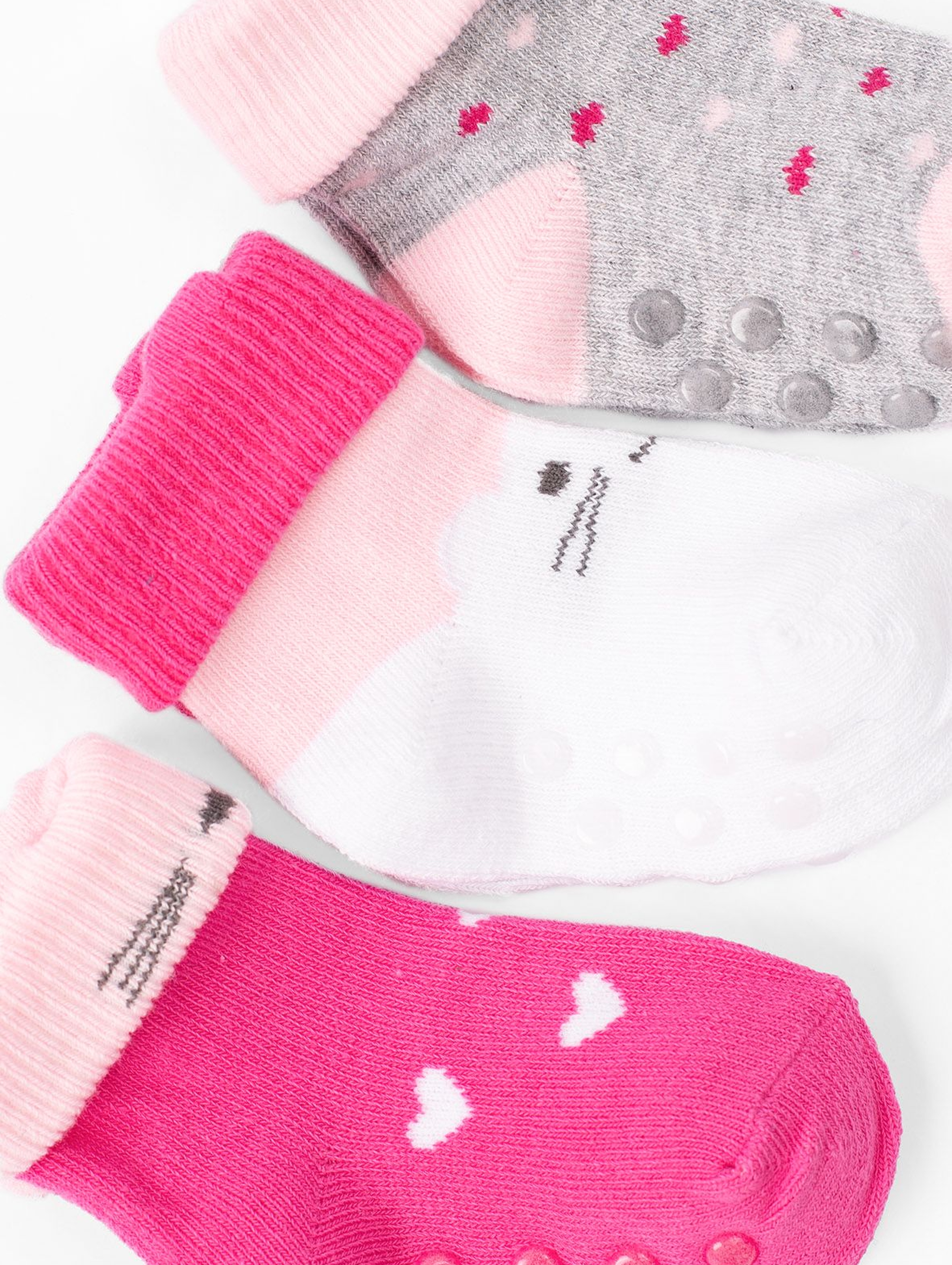 Skarpetki dla niemowlaka- różowo-szare z ABSem