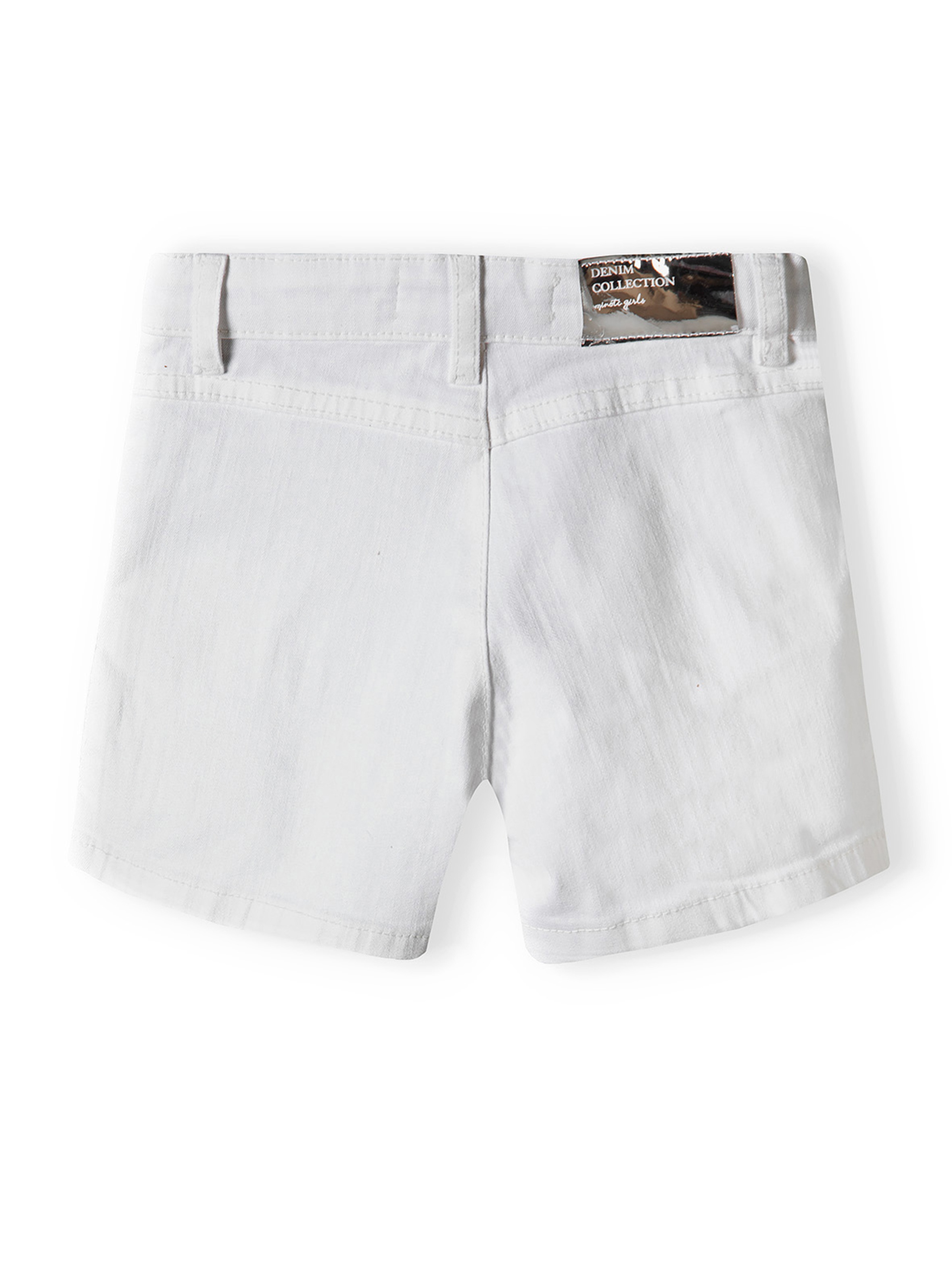 Białe szorty jeansowe dla niemowlaka z ozdobnymi kieszonkami