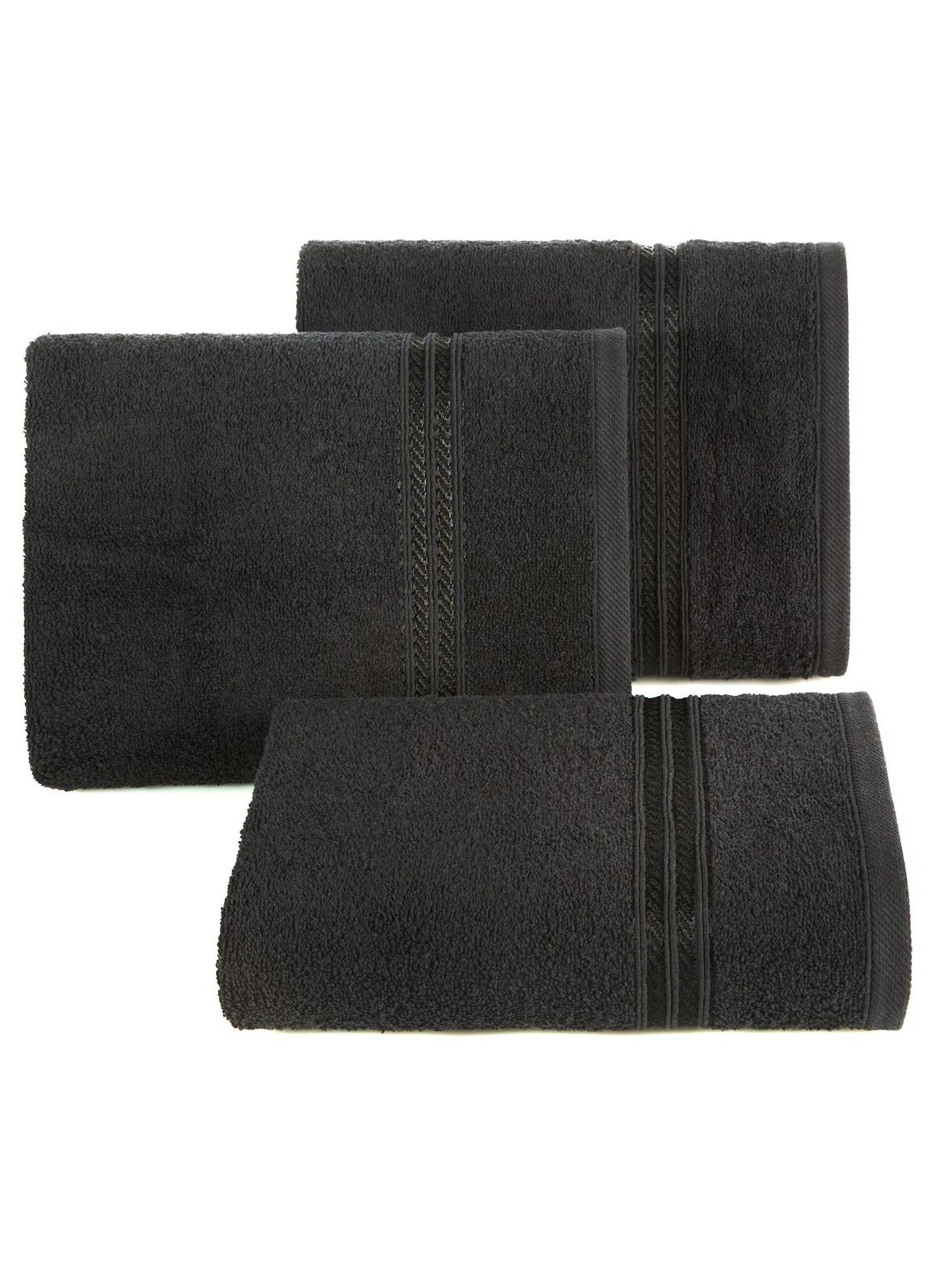 Ręcznik z bordiurą w pasy czarny 50x90 cm