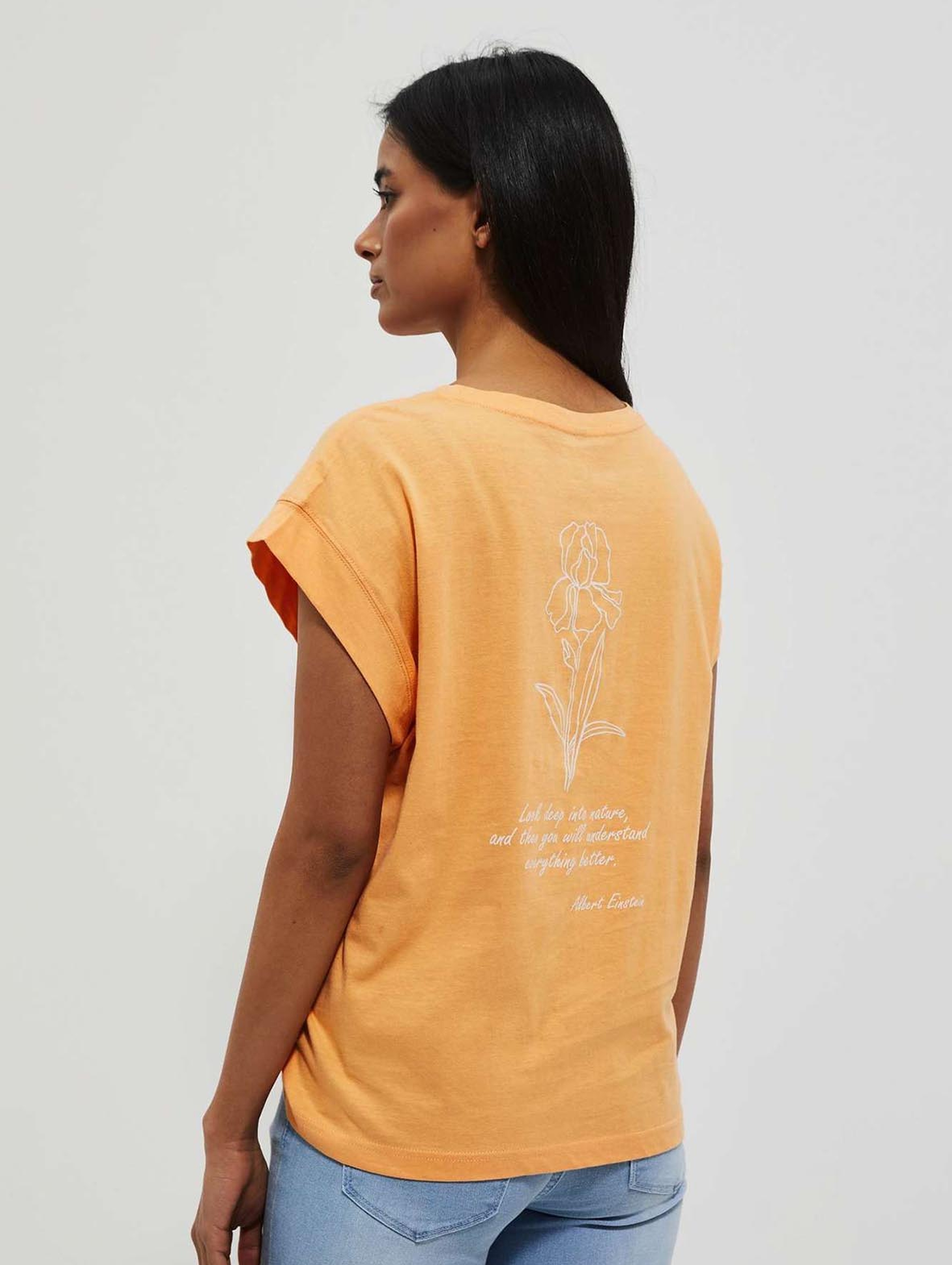 Gładki t-shirt damski pomarańczowy