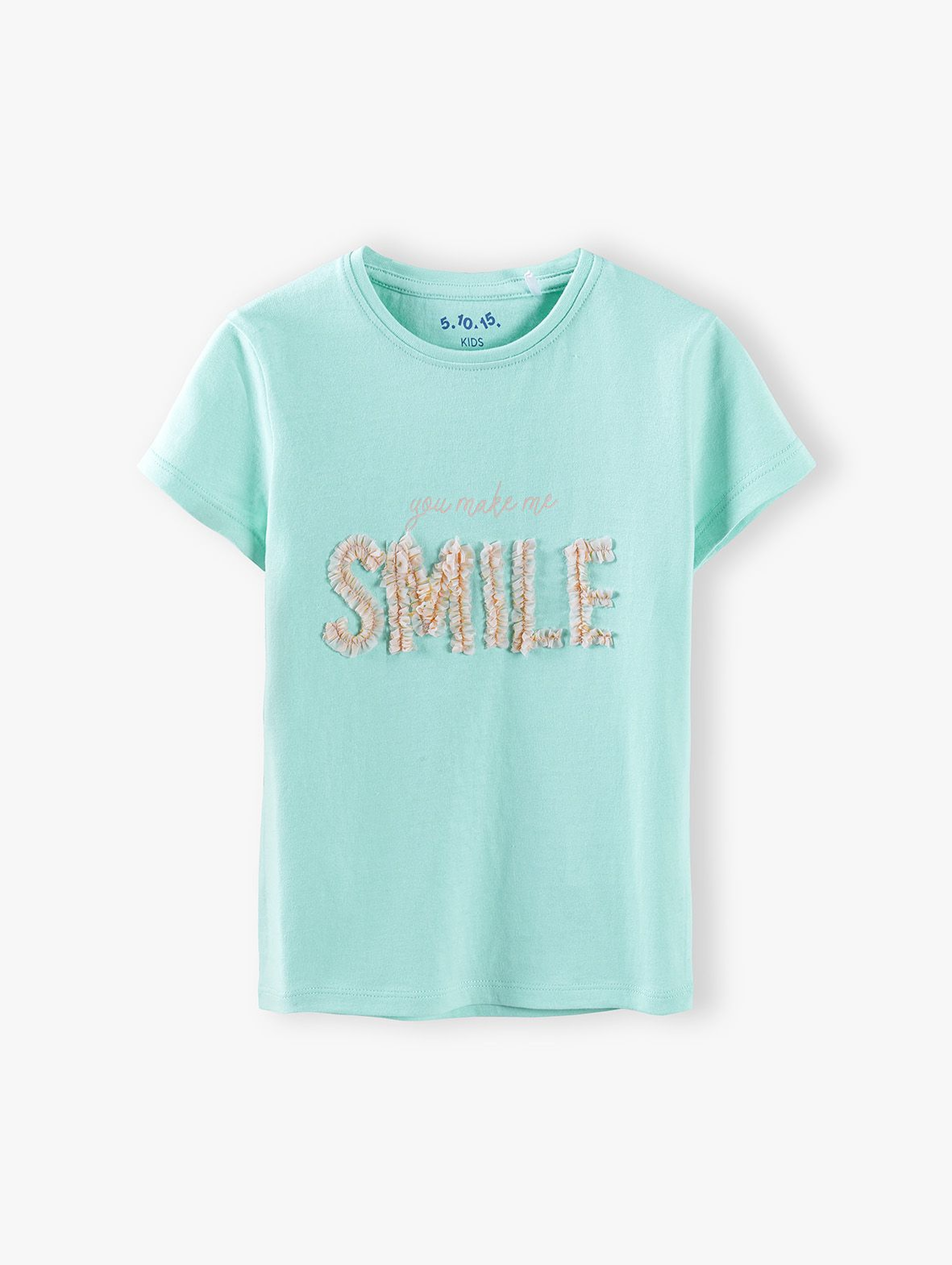 Bluzka dziewczęca z napisem Smile- niebieska