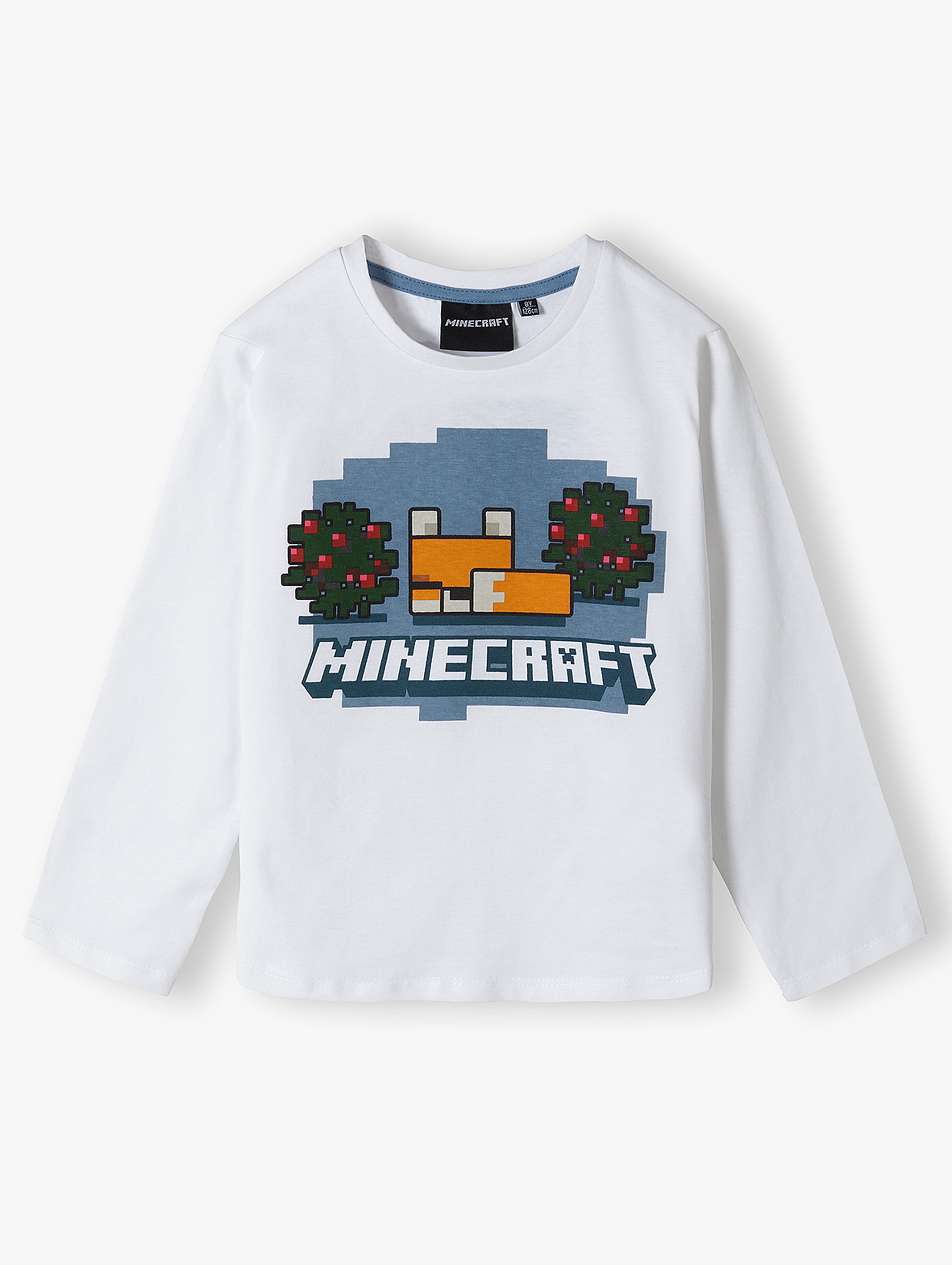 Bluzka dziewczęca bawełniana biała Minecraft