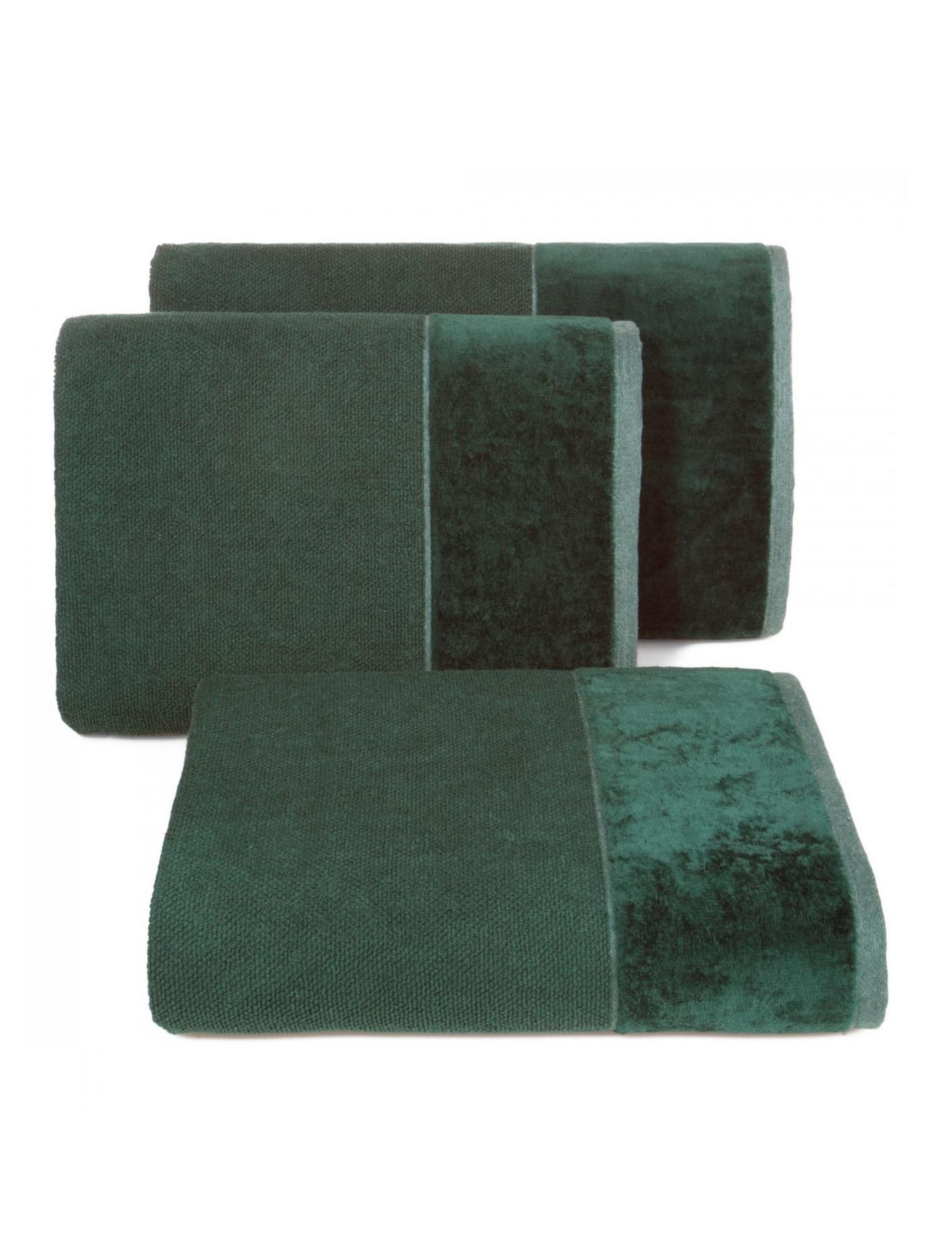 Ciemno zielony ręcznik 50x90 cm z ozdobnym pasem