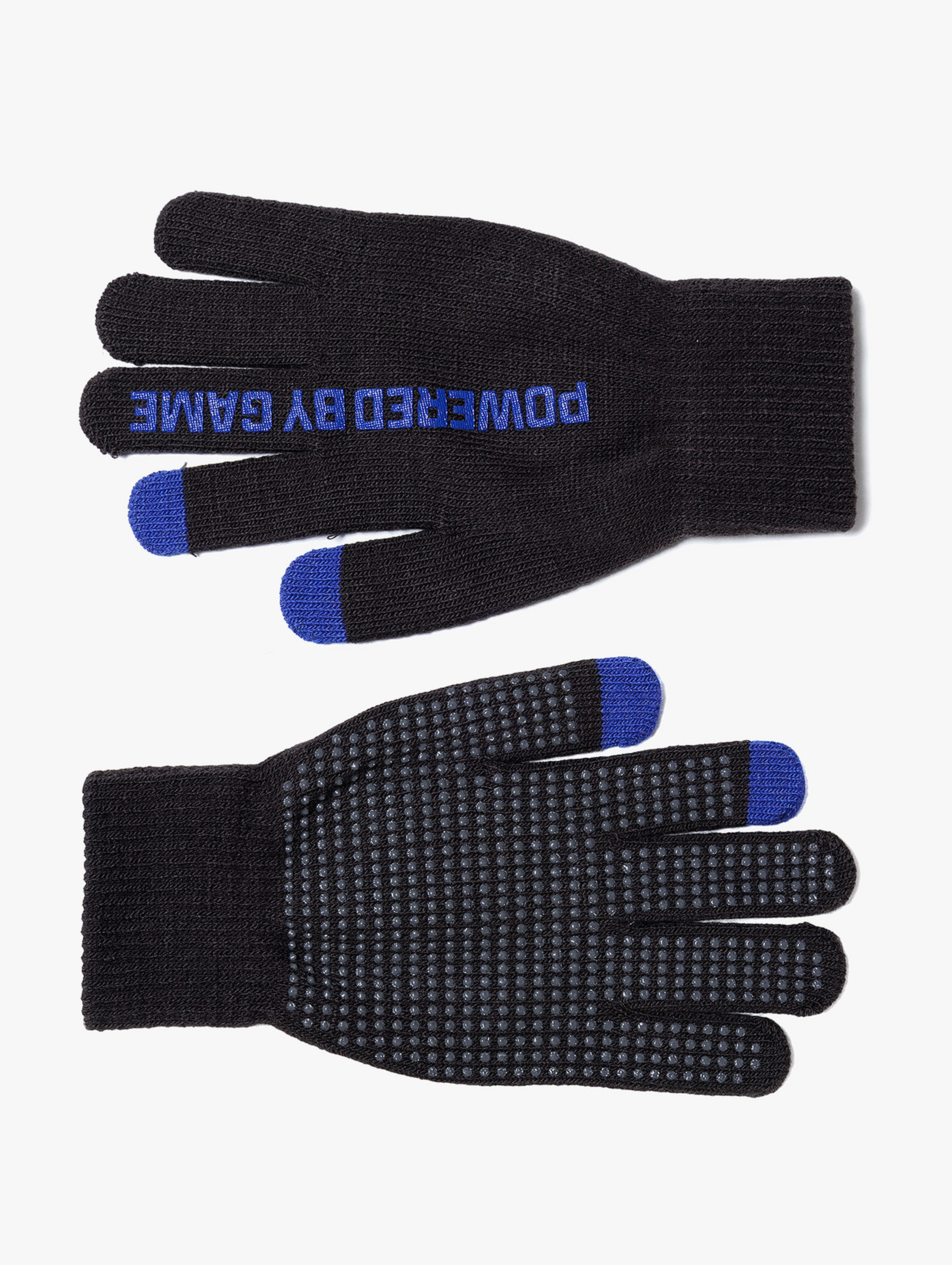 Rękawiczki z napisem - Powered by game - touch pad fingers