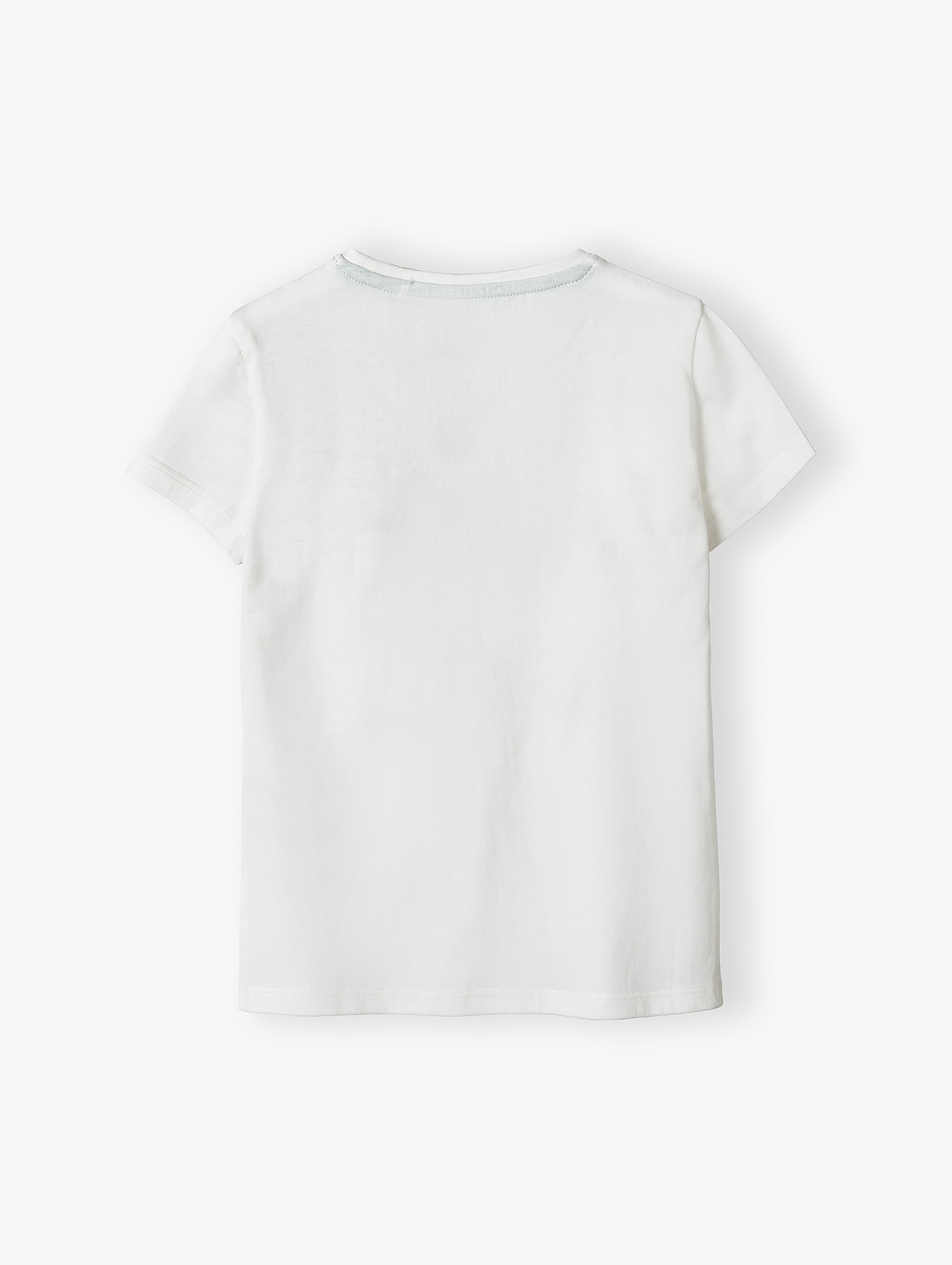Biały t-shirt bawełniany dla dziewczynki w kwiatki 3D