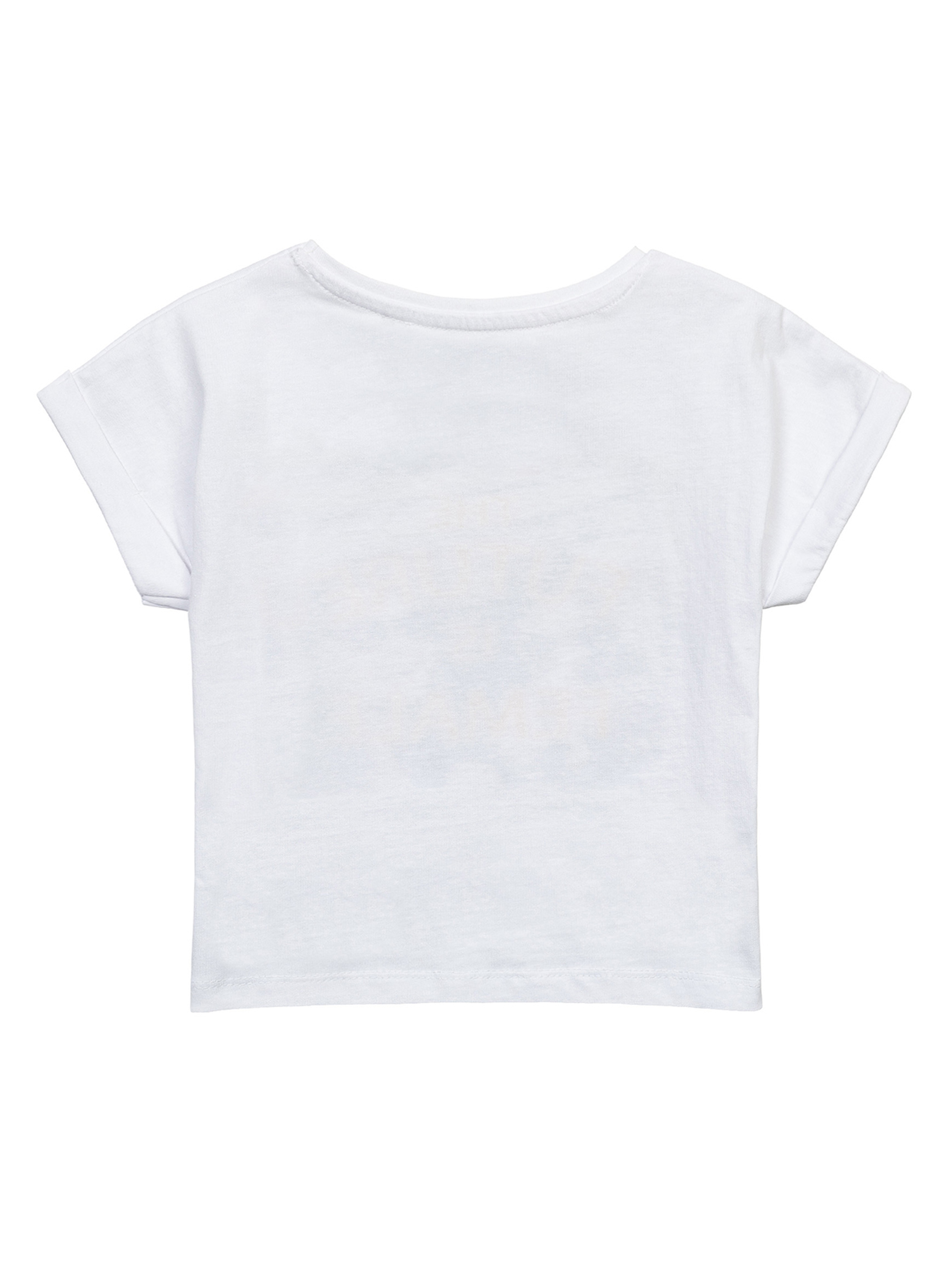 Biały t-shirt bawełniany dla dziewczynki z nadrukiem