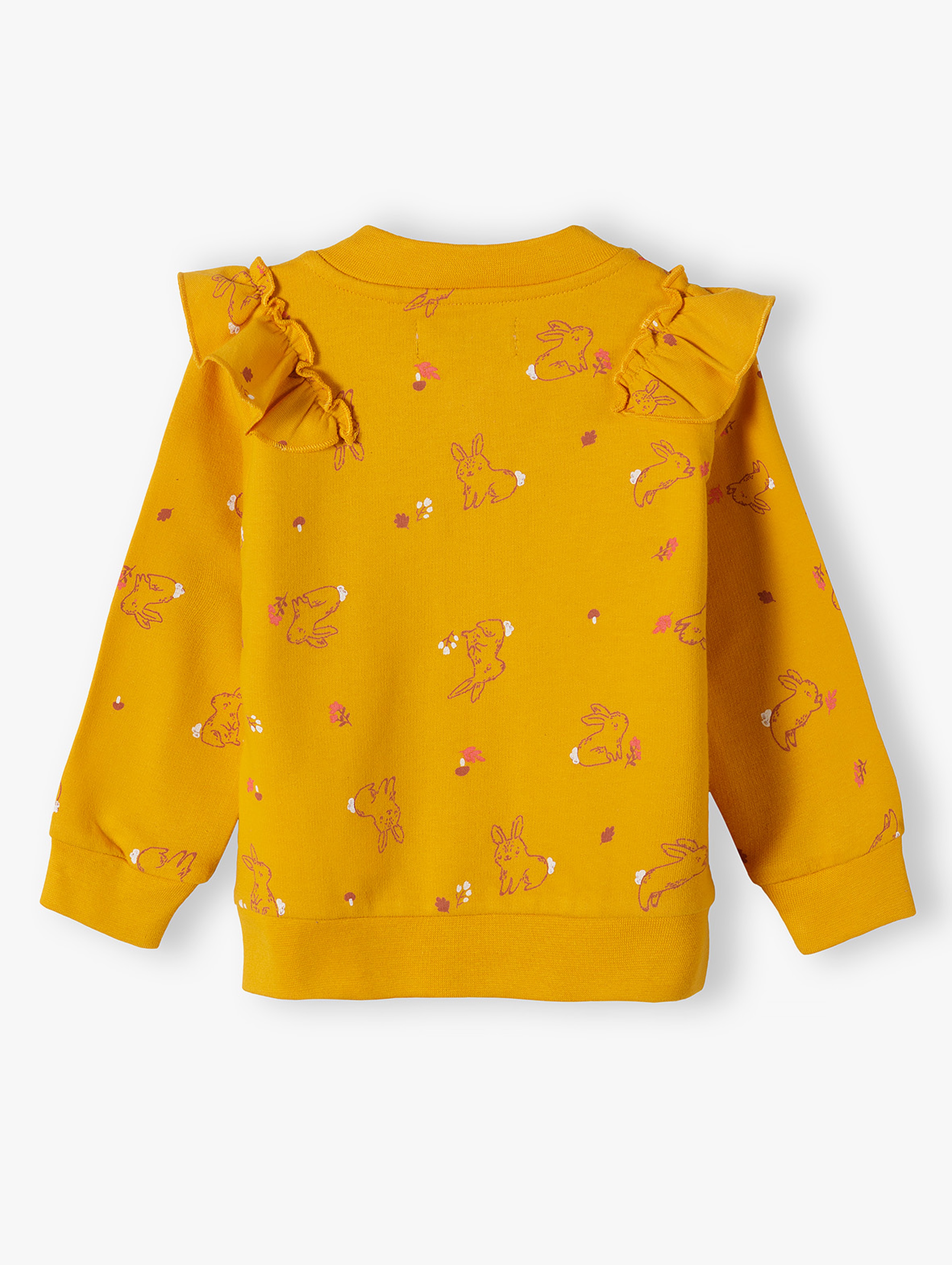 Bawełniana bluza niemowlęca dziewczęca z ozdobną falbanką - pomarańczowa