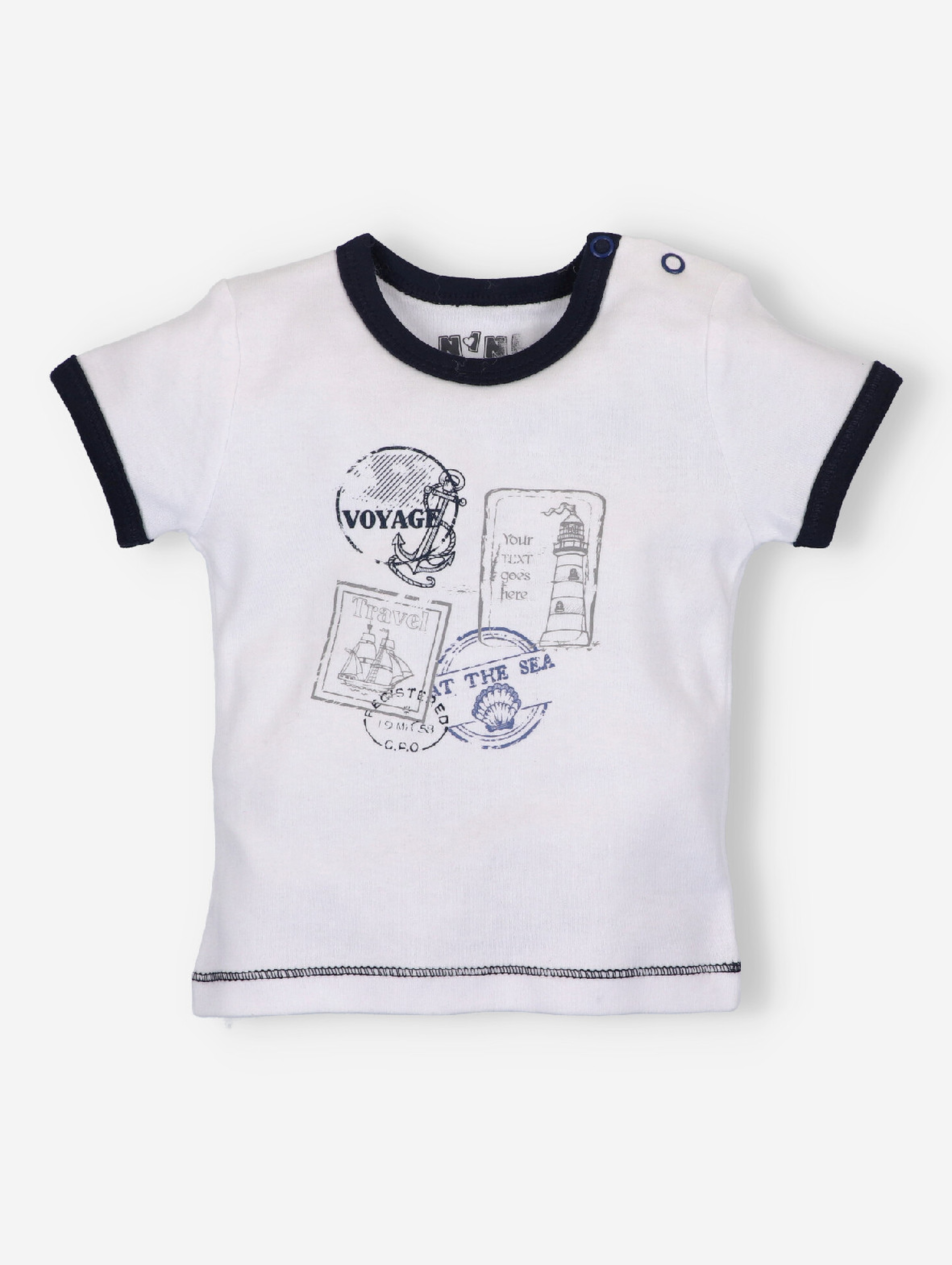 Biały t-shirt niemowlęcy z bawełny organicznej dla chłopca