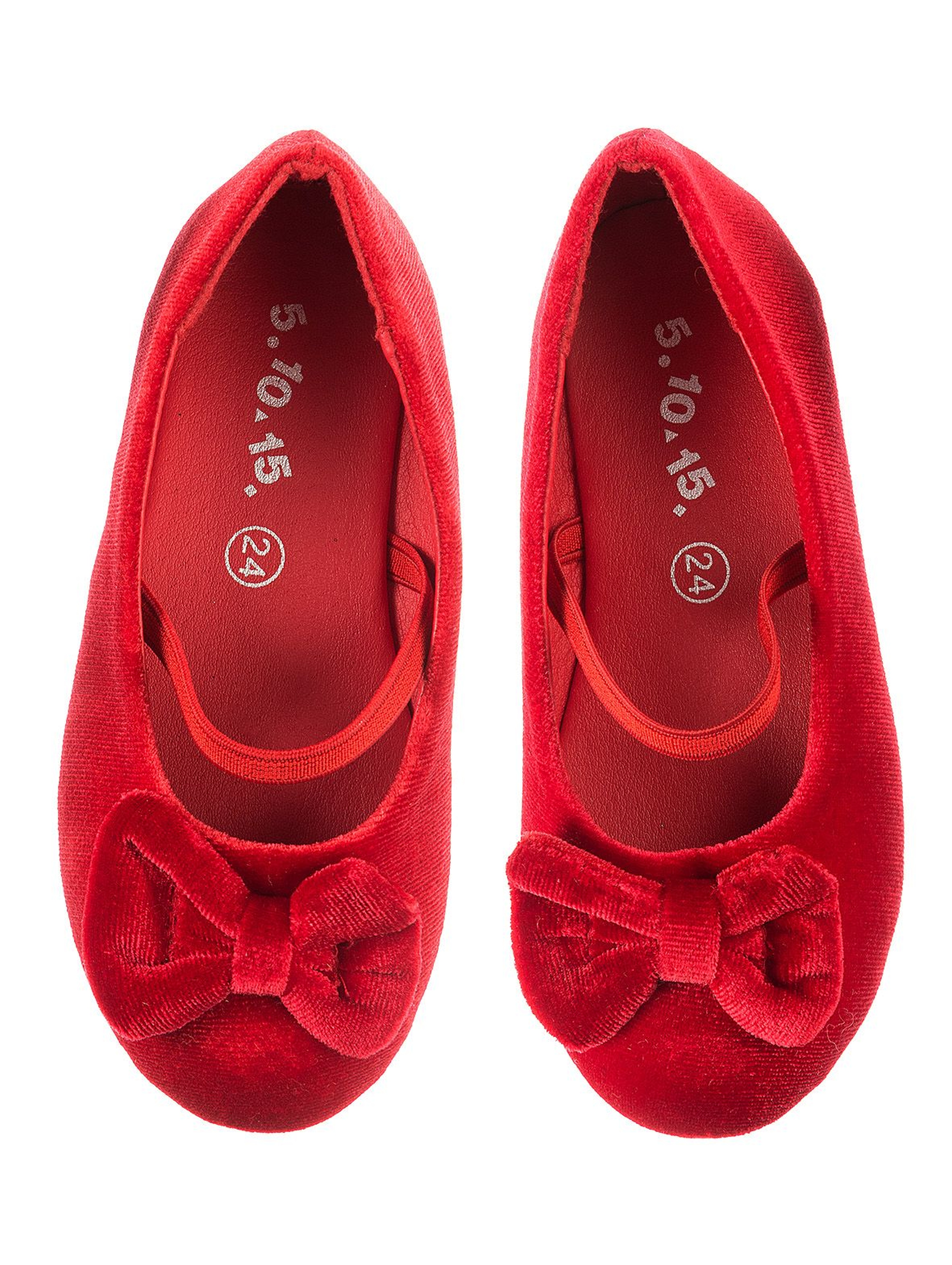 Buty baleriny dziewczęce czerwone z kokardą
