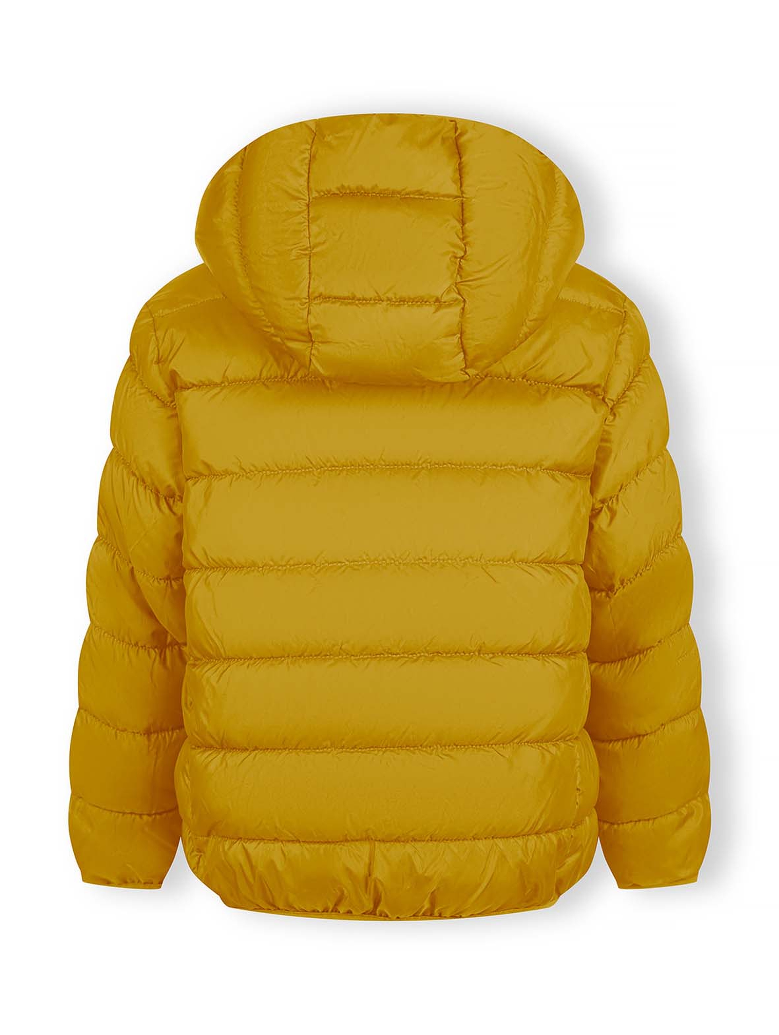 Lekka ocieplana kurtka przejściowa dla chłopca z kapturem- żółta