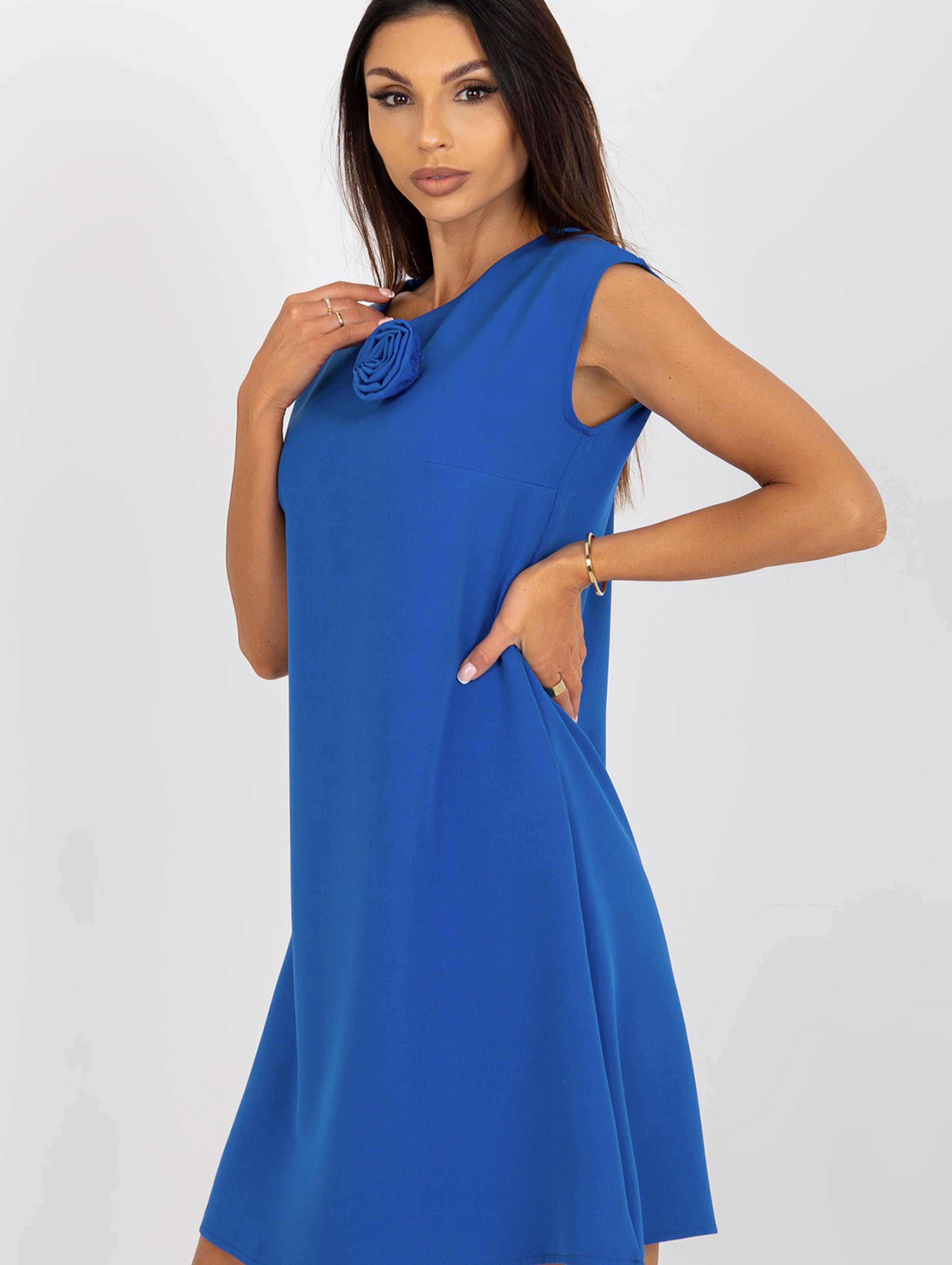 Ciemnoniebieska prosta sukienka koktajlowa RUE PARIS