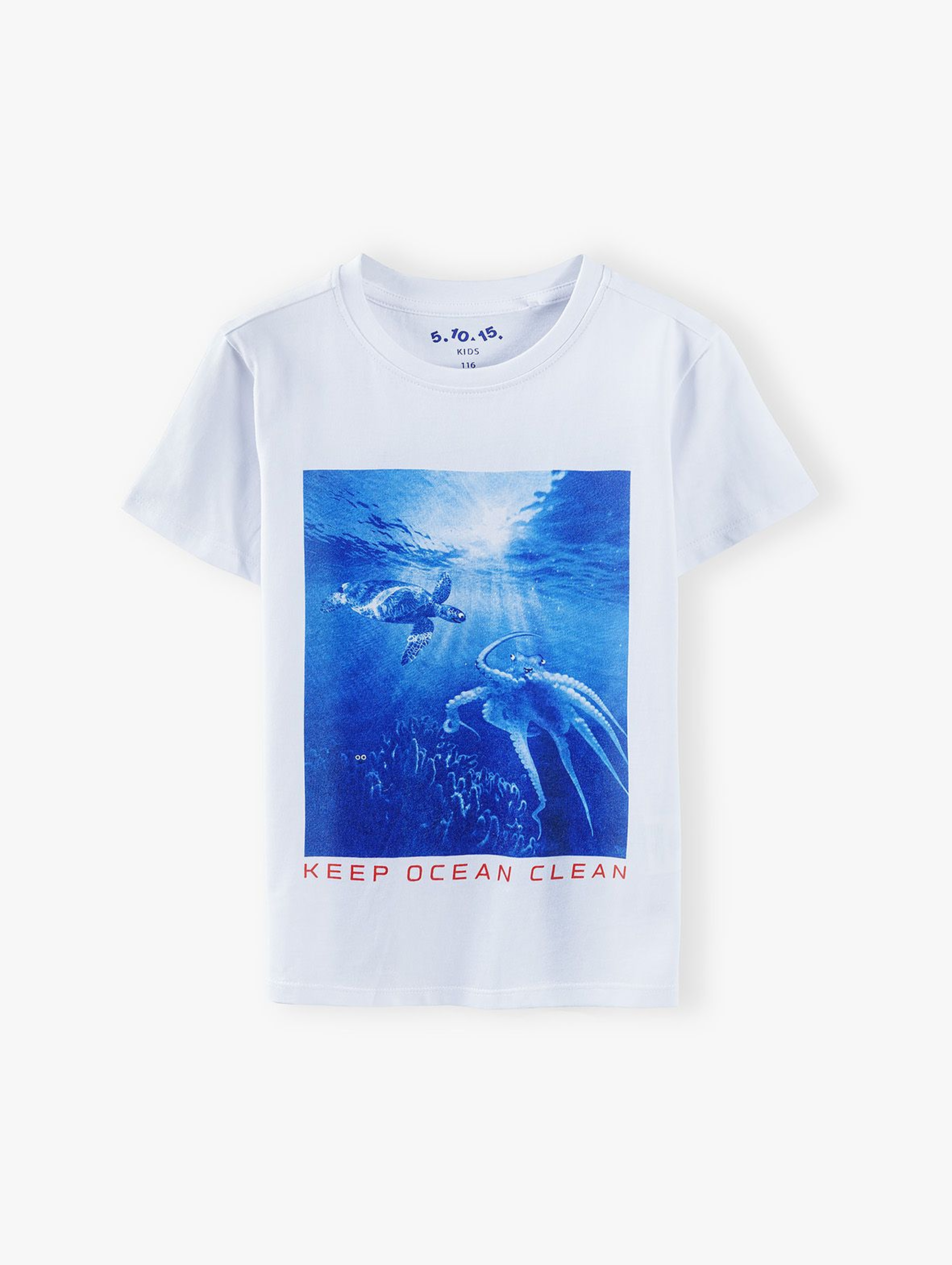 T-shirt chłopięcy w kolorze białym z nadrukiem Ocean Clean