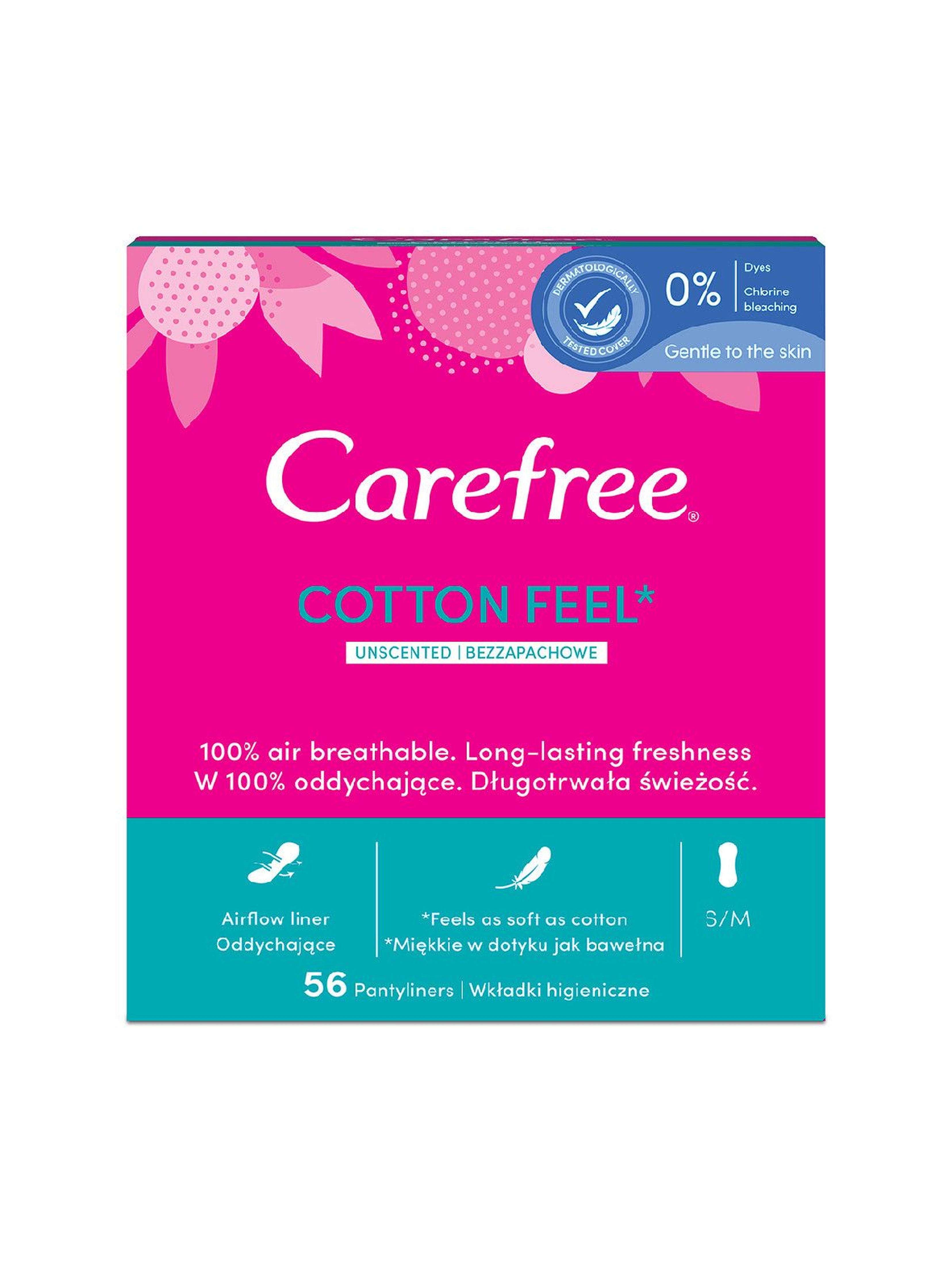 Wkładki higieniczne Carefree Cotton Unscented - 56 sztuk