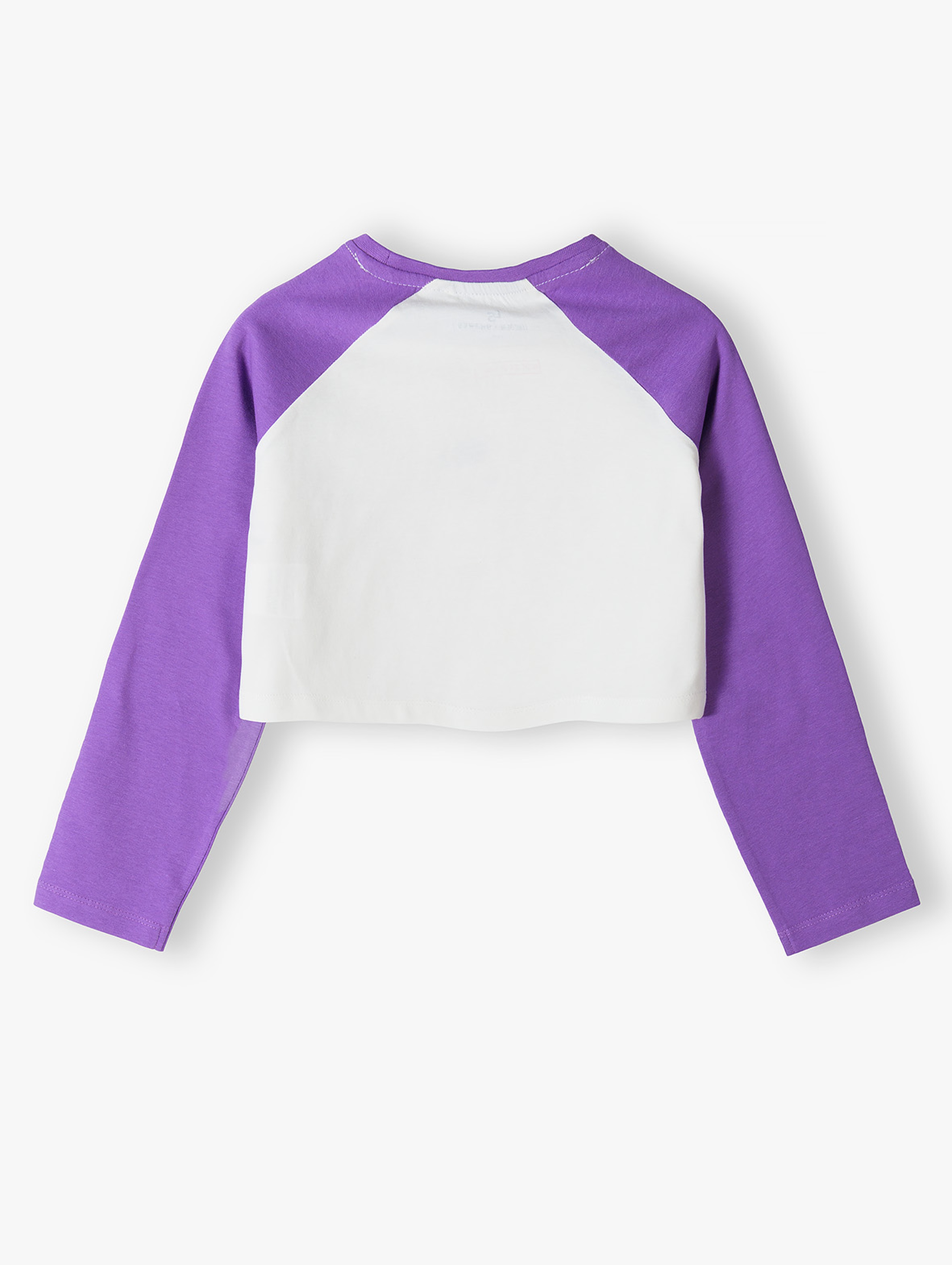 Bawełniana bluzka dziewczęca z fioletowymi rękawami