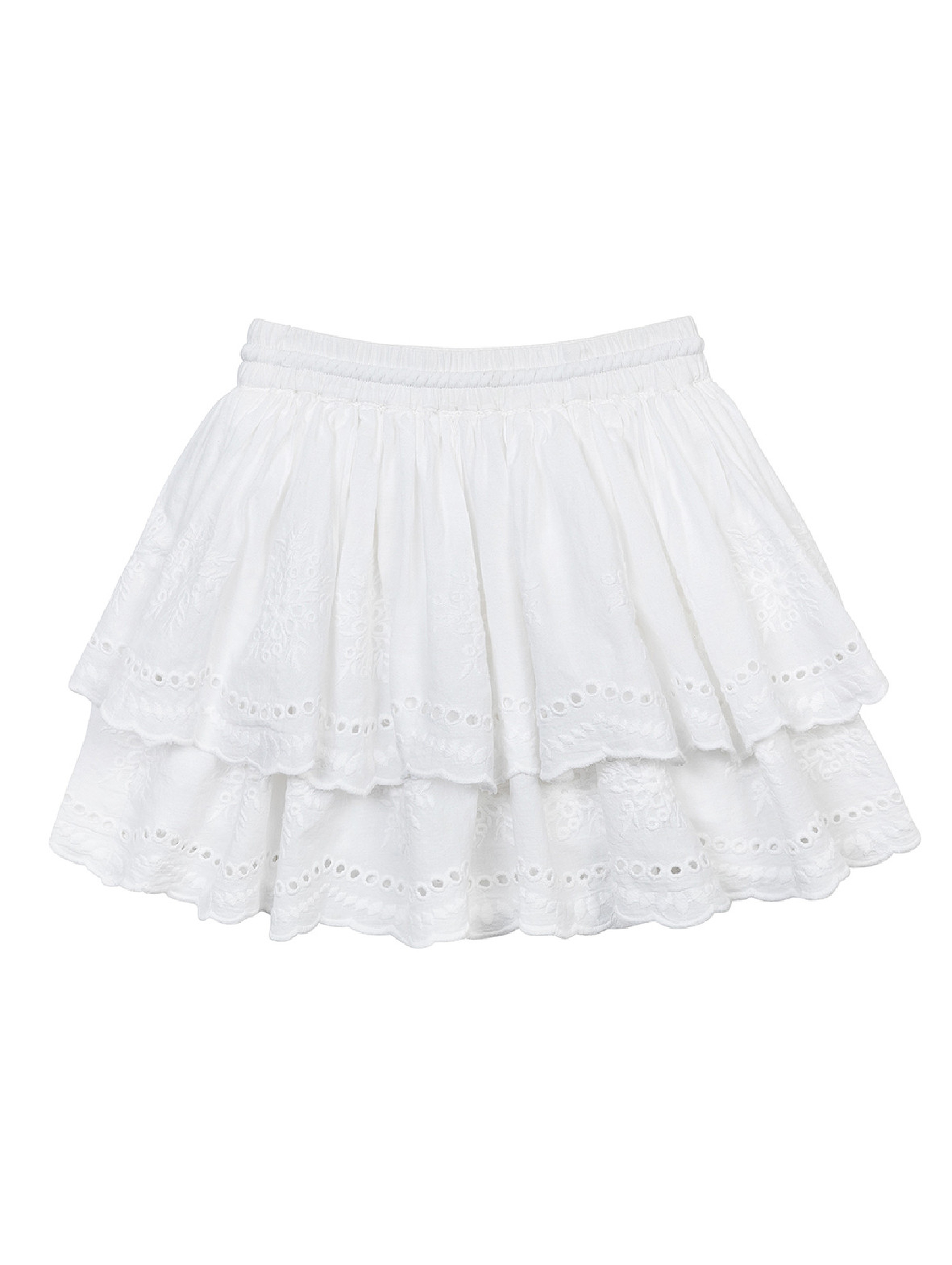 Krótka letnia spódniczka z troczkami dziewczęca - biała