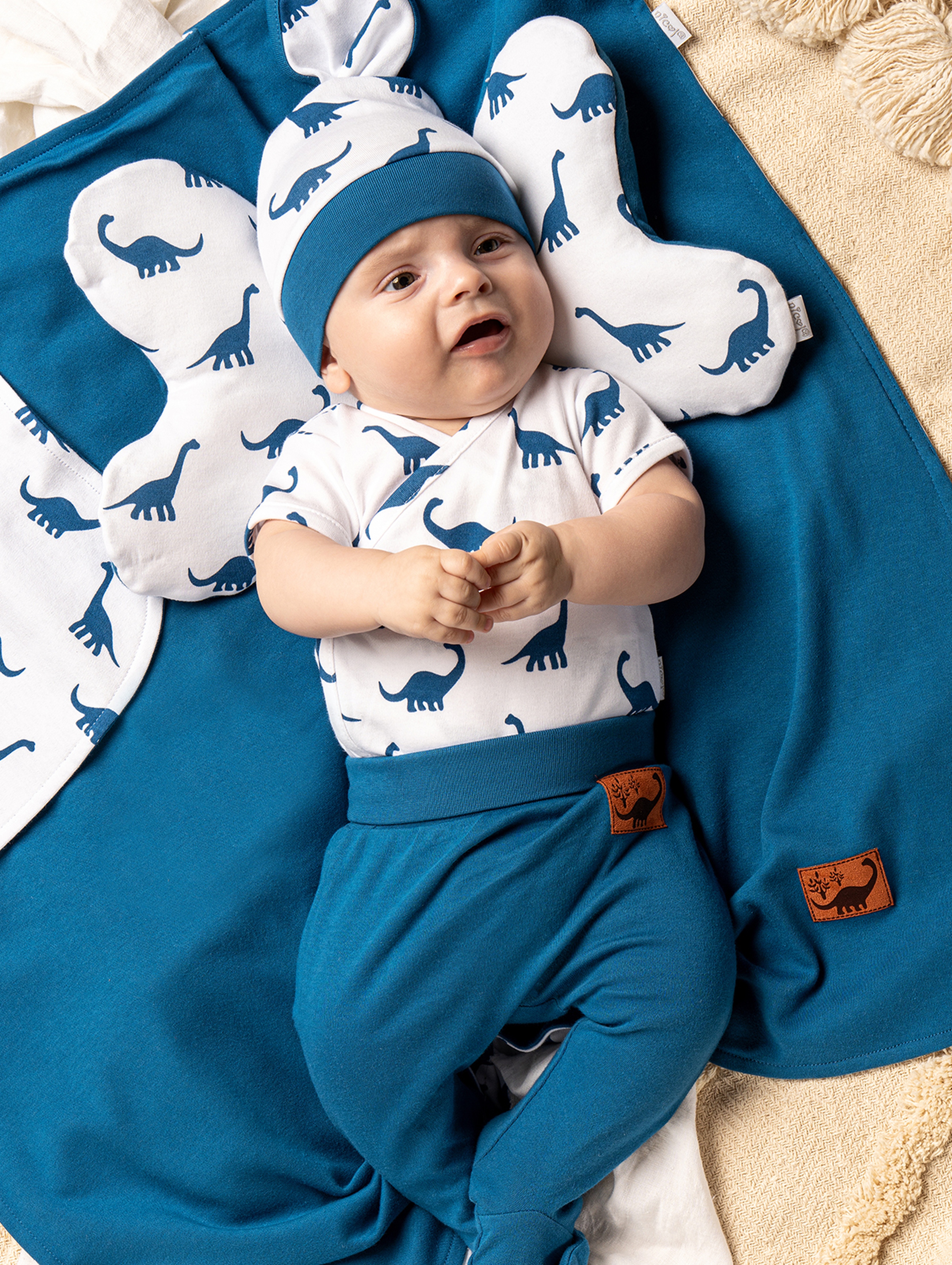 Niebieski półśpioch bawełniany dla niemowlaka