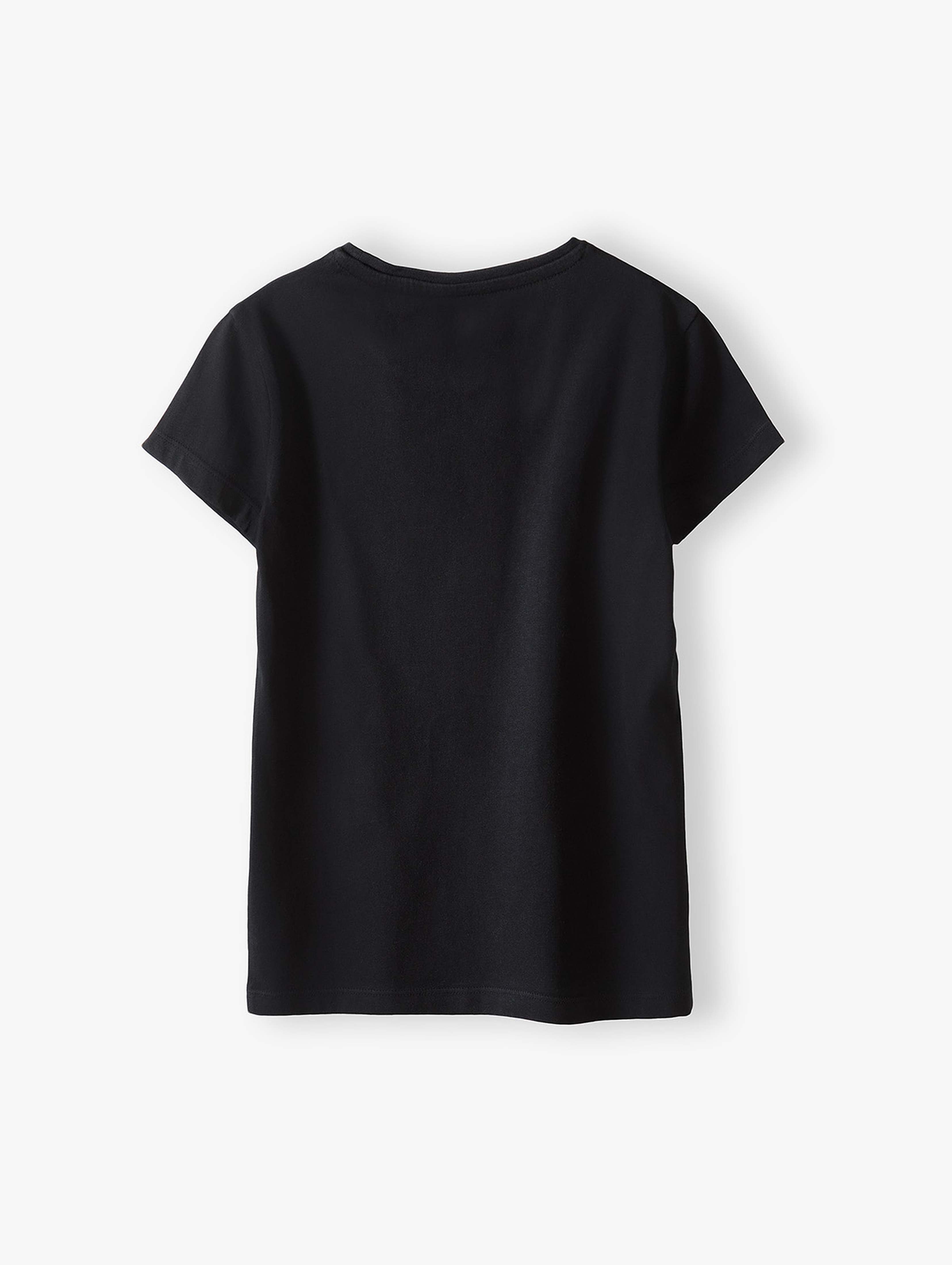 Czarny t-shirt bawełniany dla dziewczynki z napisem Have a nice day