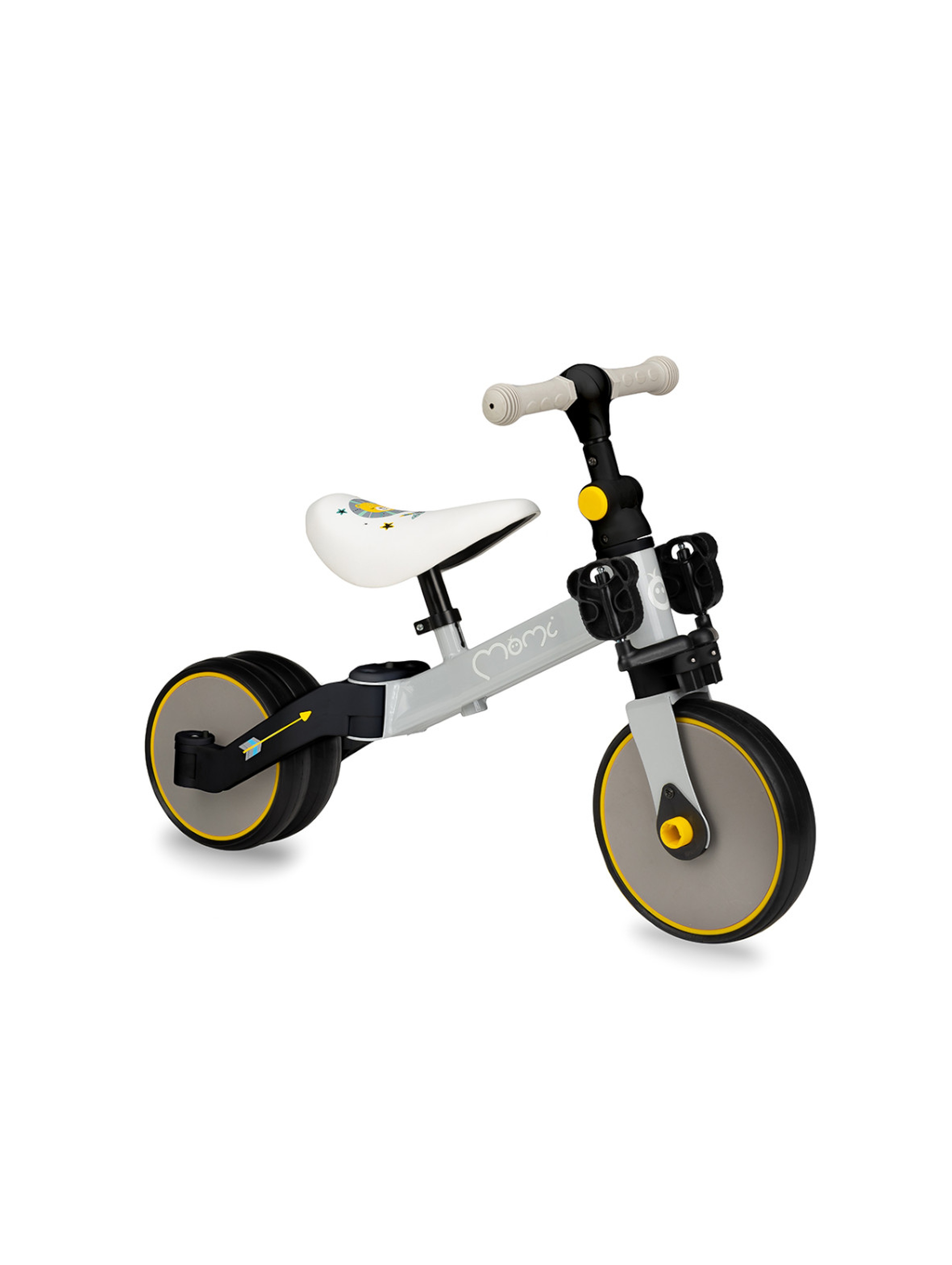 MoMi LORIS rowerek 4w1 od jeździka do dwukołowego rowerka z pedałami! żółty