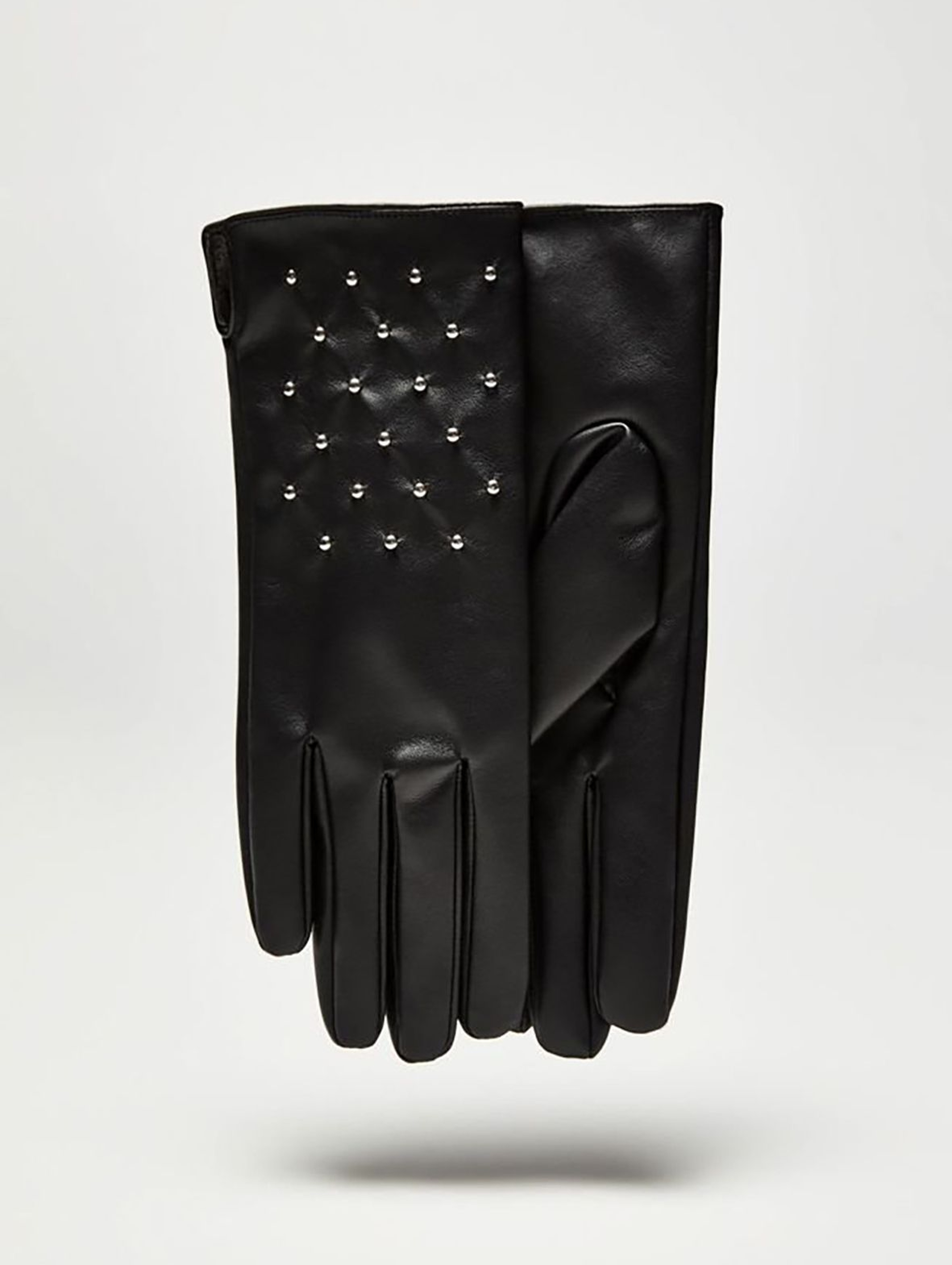 Długie stylowe rękawiczki damskie wykonane ze skóry ekologicznej - czarne