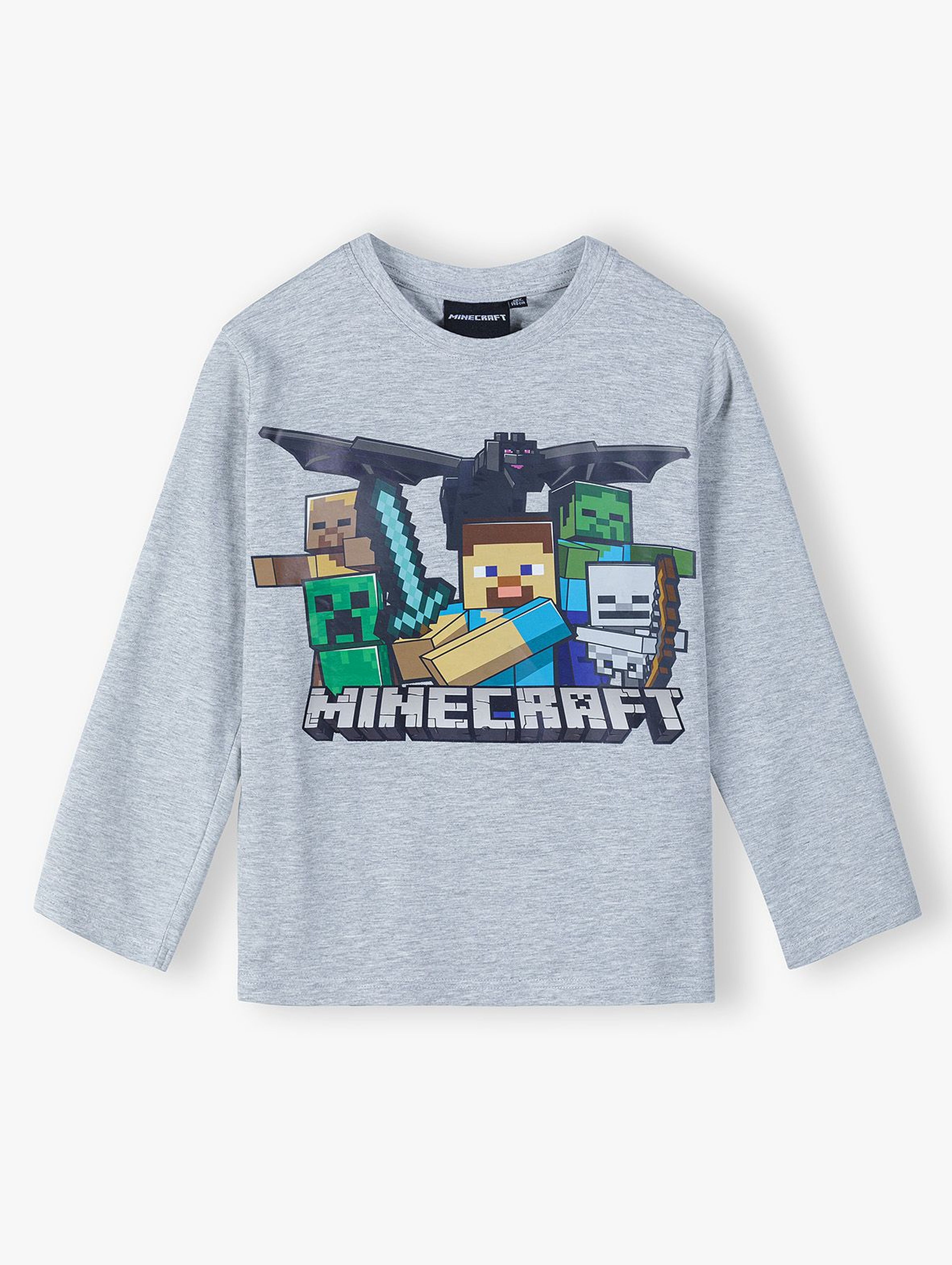 Bluzka chłopięca z długim rękawem Minecraft - szara