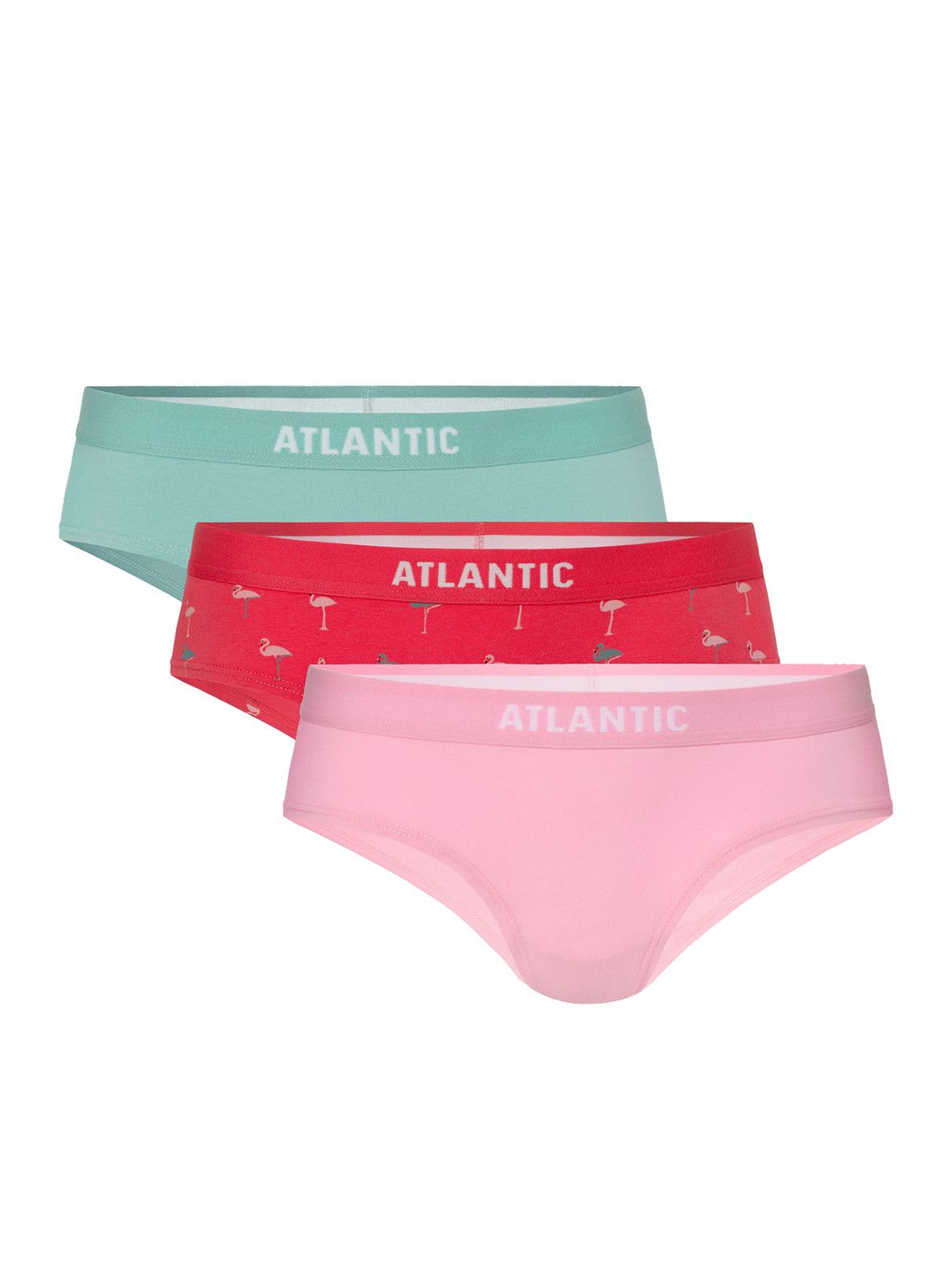 Figi damskie pół hipster Atlantic 3-pack  różowe, koralowe, zielone