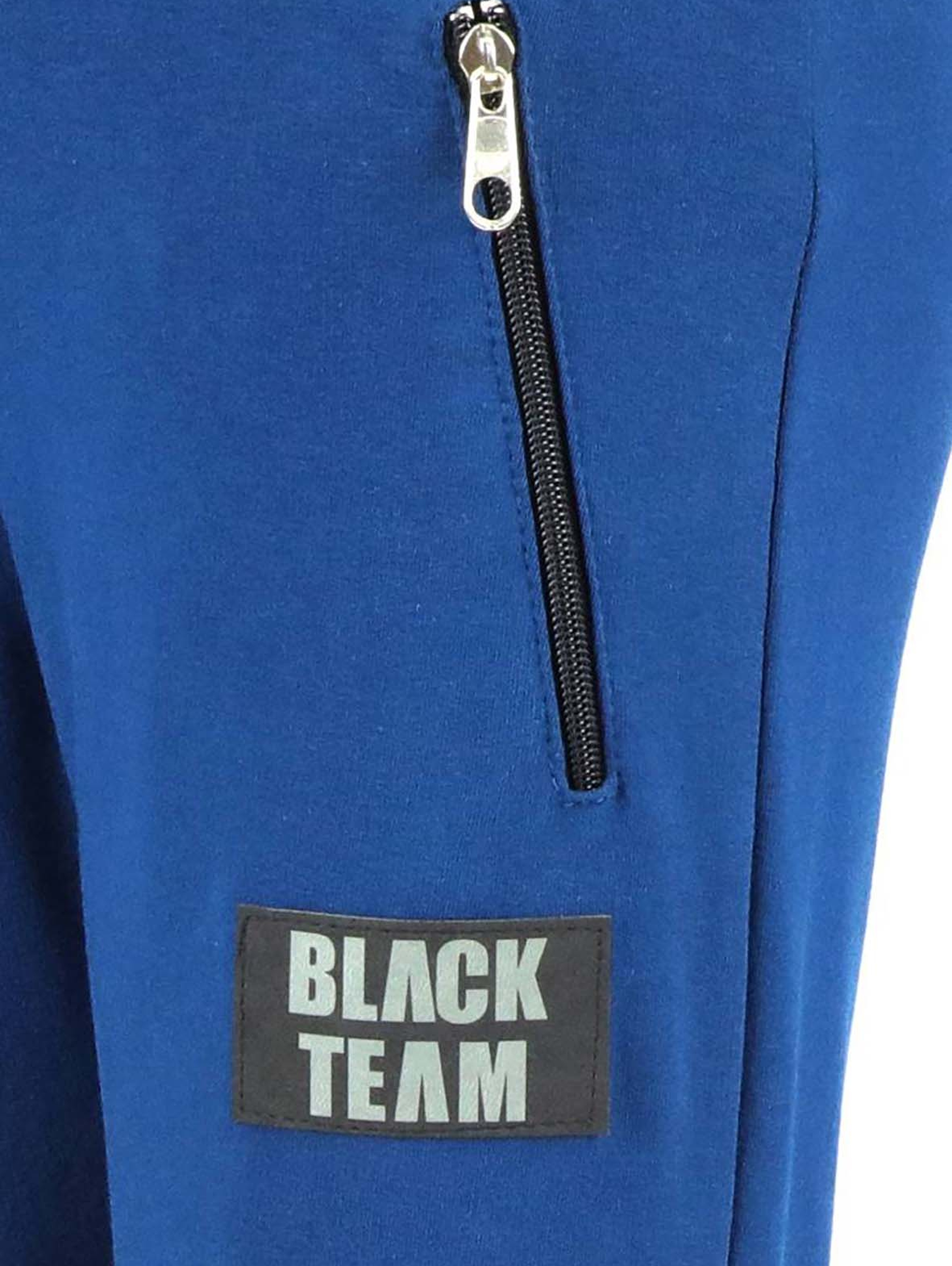 Spodnie dresowe dla chłopca niebieskie z naszywką Black Team Tup Tup