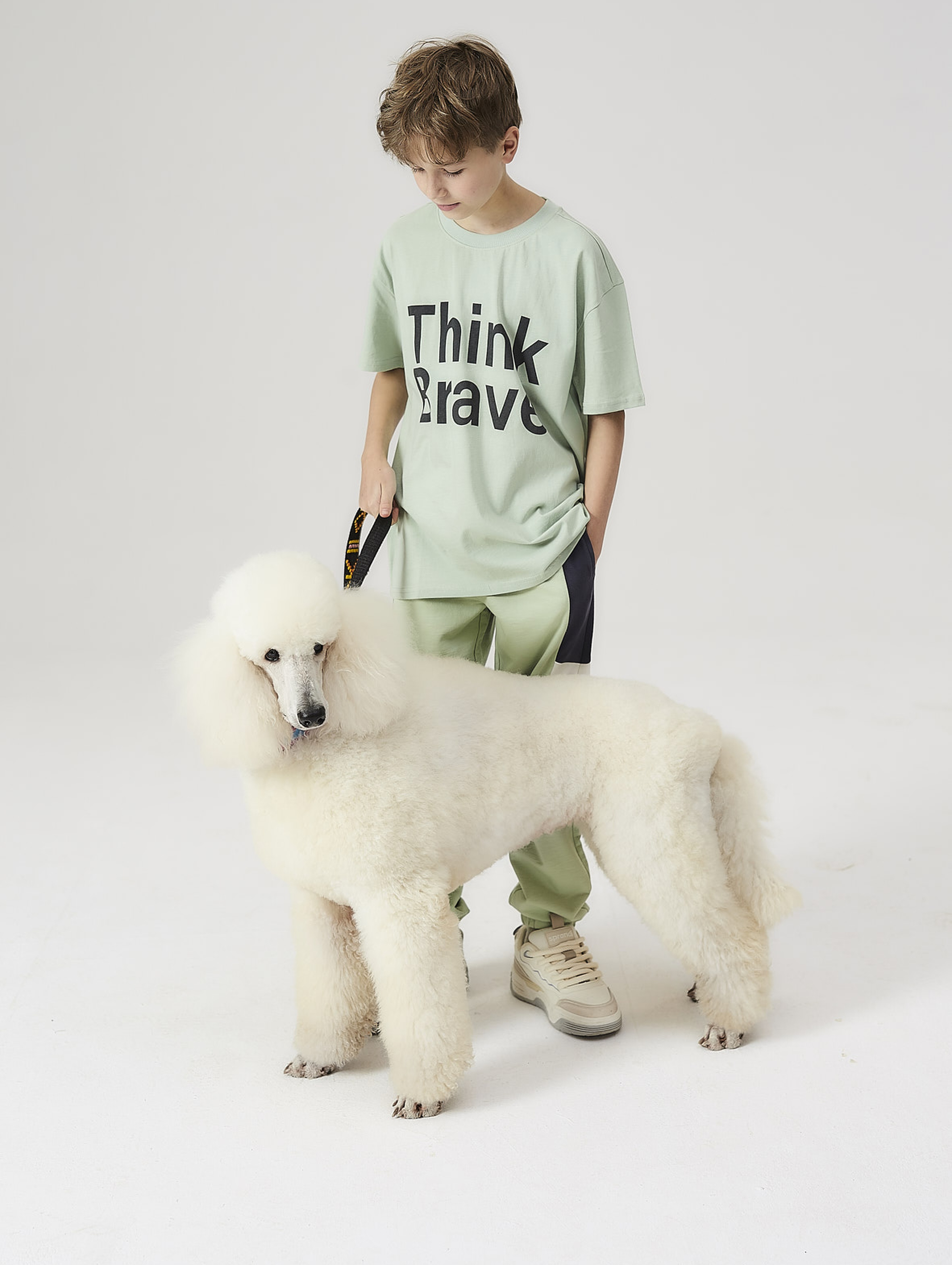 T-shirt dla chłopca - zielony Think Brave - Lincoln&Sharks