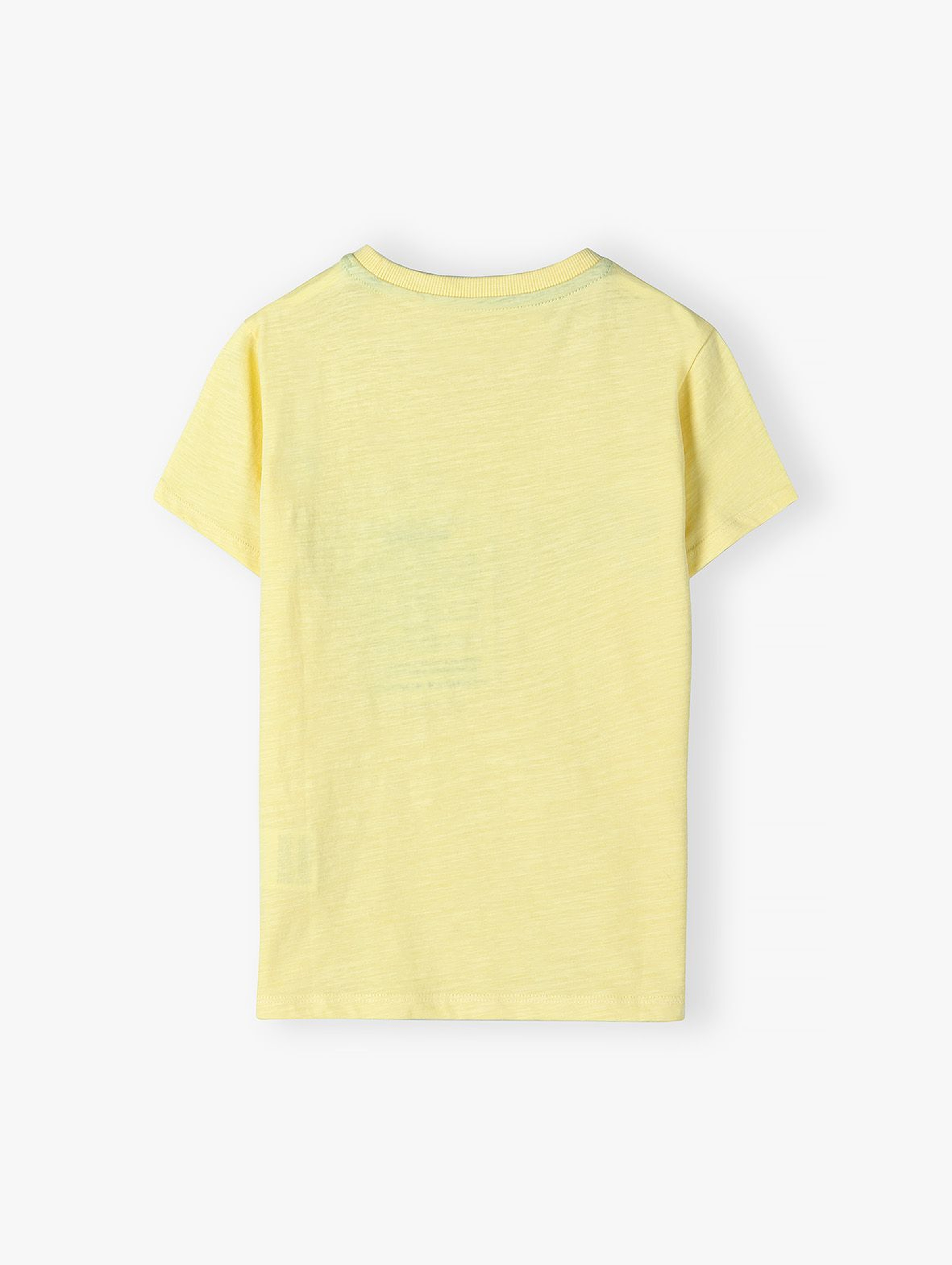 Dzianinowy T-shirt z napisem - żółty