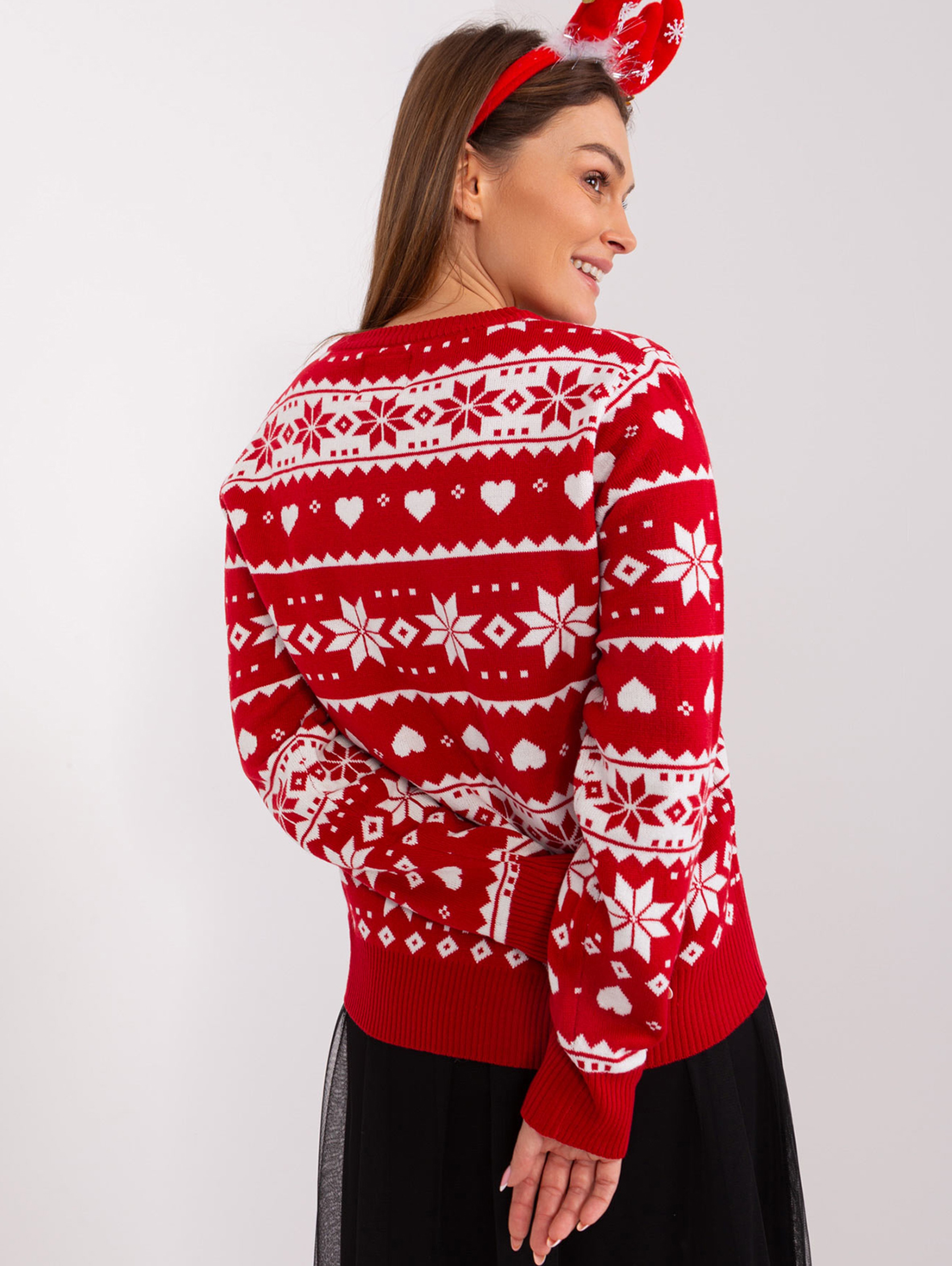 Sweter świąteczny z dzianiny czerwony