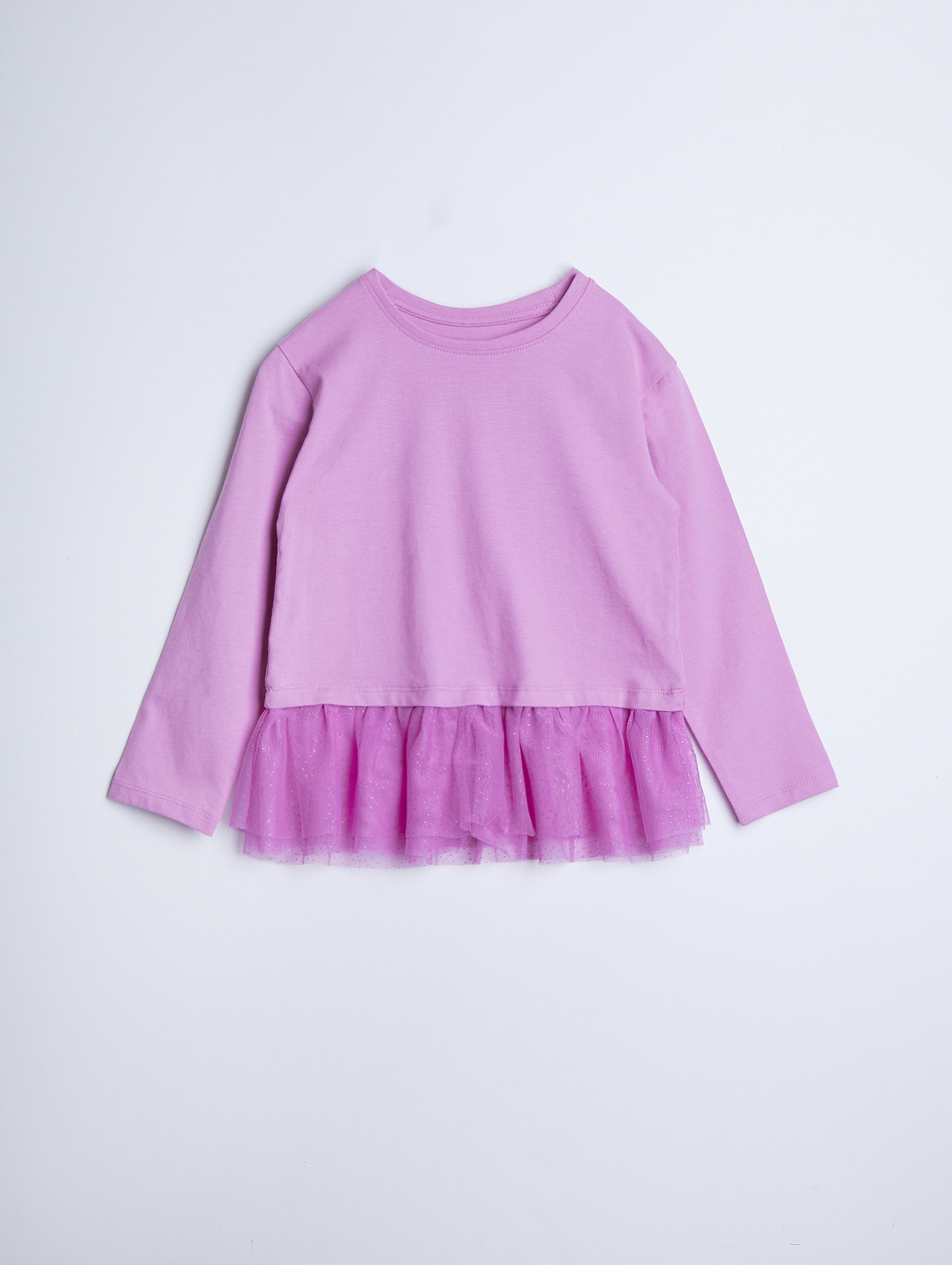 Różowa bluzka dziewczęca z tiulową falbanką - Limited Edition