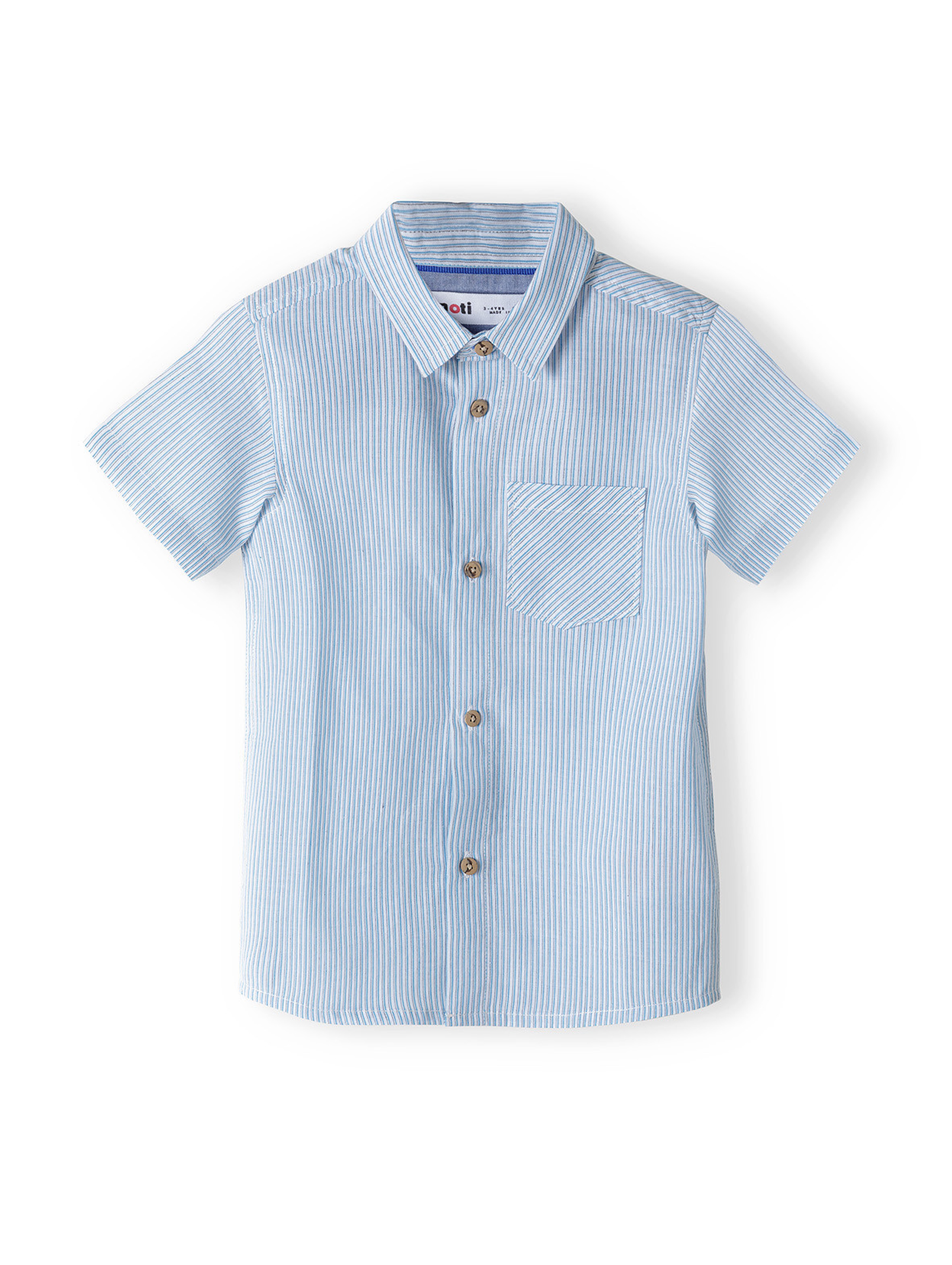 Błękitna koszula bawełniana dla chłopca z krótkim rękawem