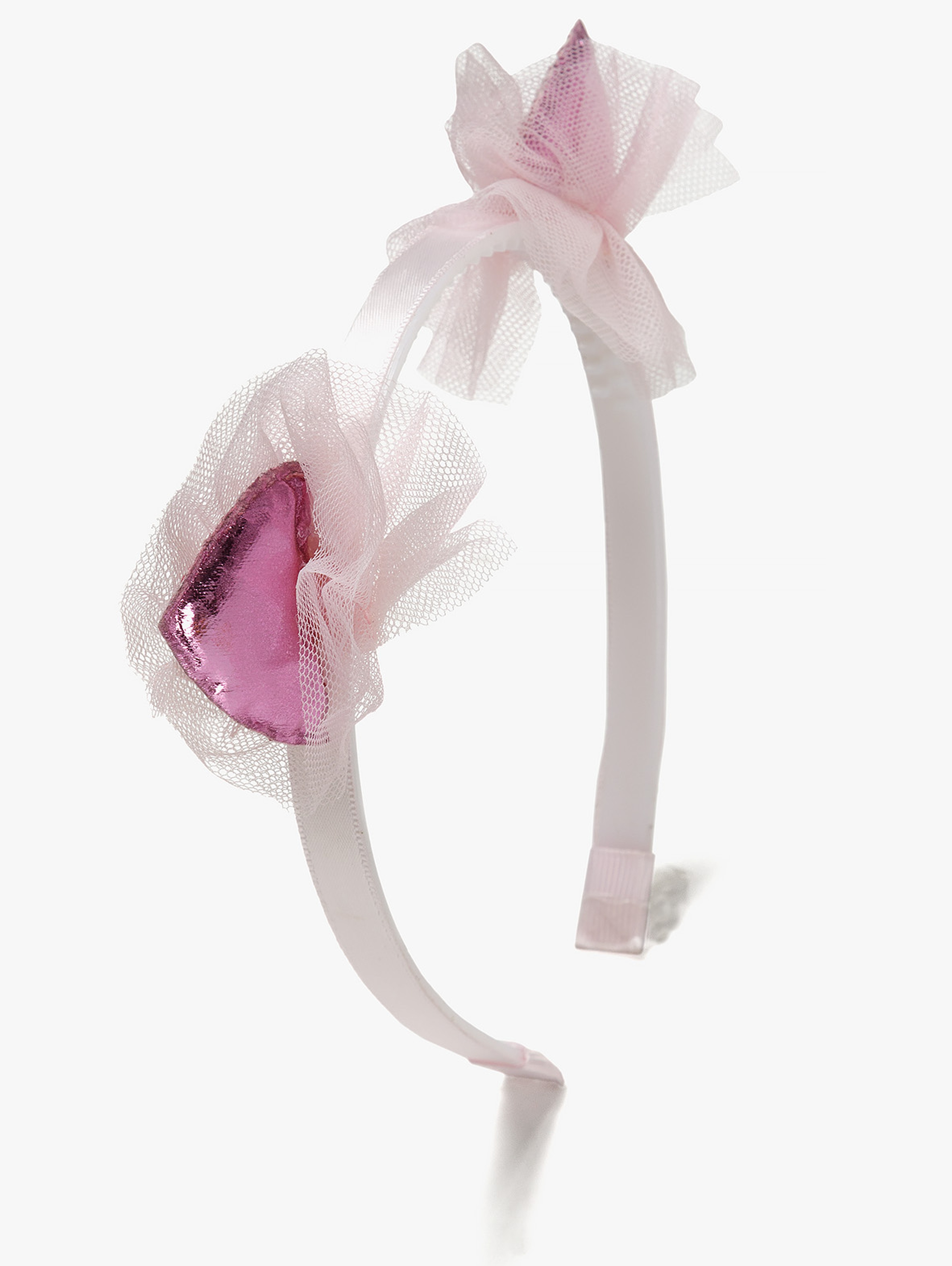 Opaska z błyszczącymi różowymi uszami  dla dziewczynki
