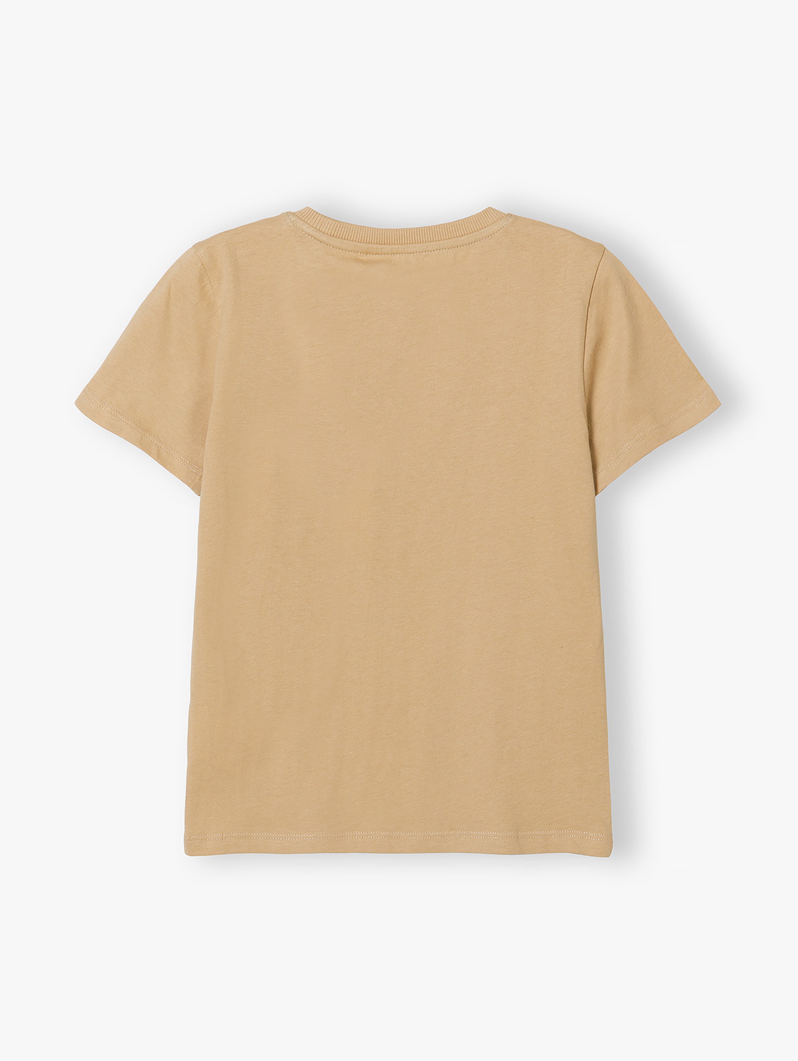 Beżowy t-shirt dla chłopca bawełniany z nadrukiem