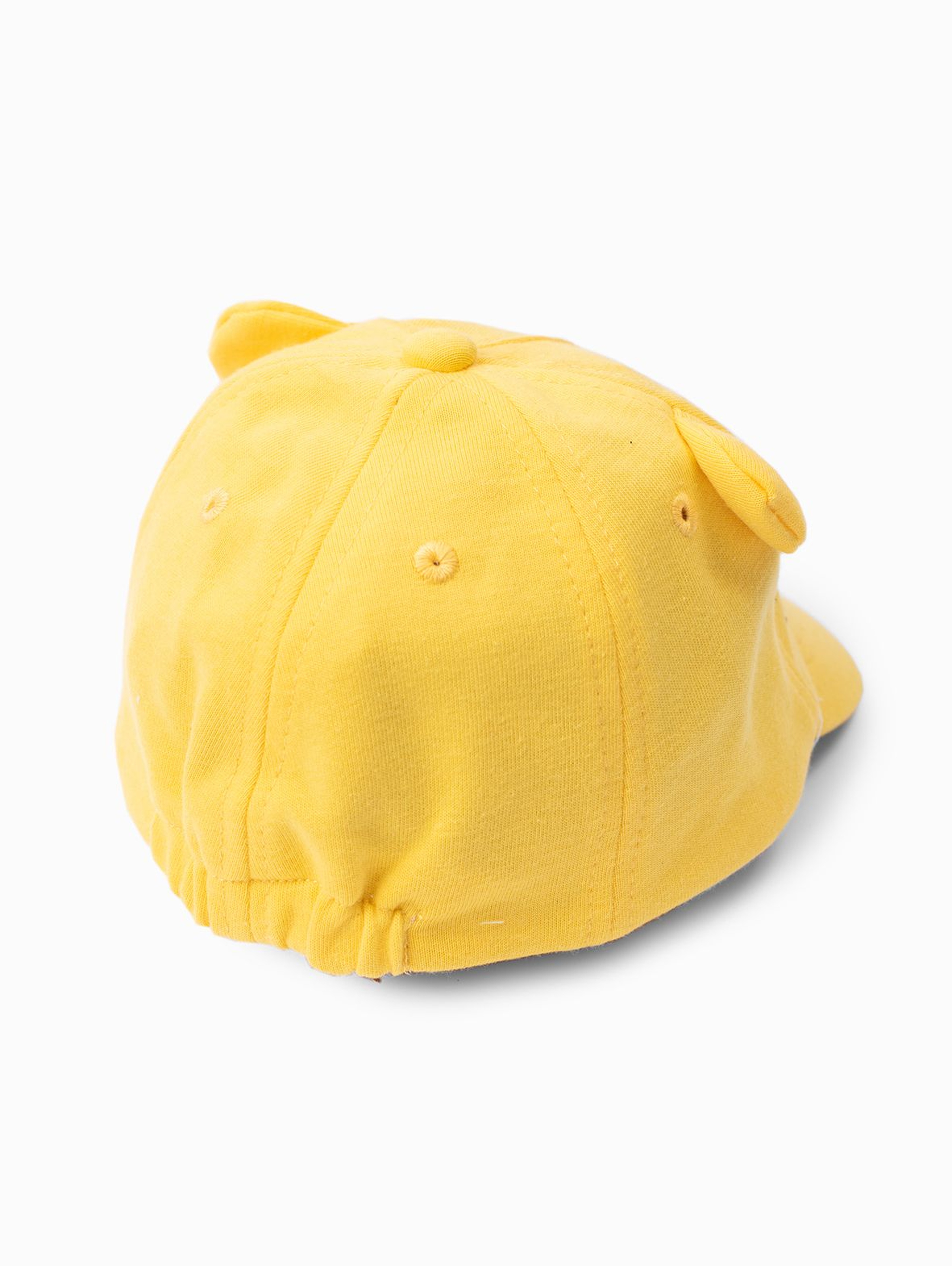 Żółta czapka niemowlęca z daszkiem z tygrysem